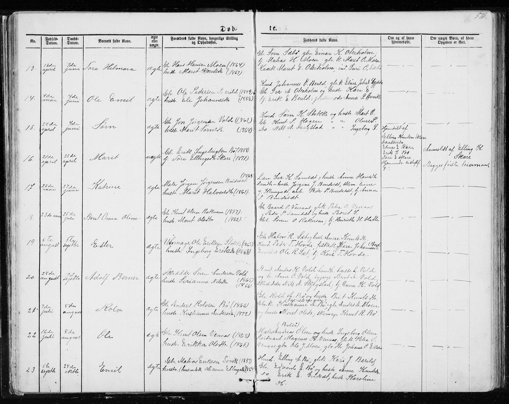 Ministerialprotokoller, klokkerbøker og fødselsregistre - Møre og Romsdal, AV/SAT-A-1454/543/L0564: Klokkerbok nr. 543C02, 1867-1915, s. 56