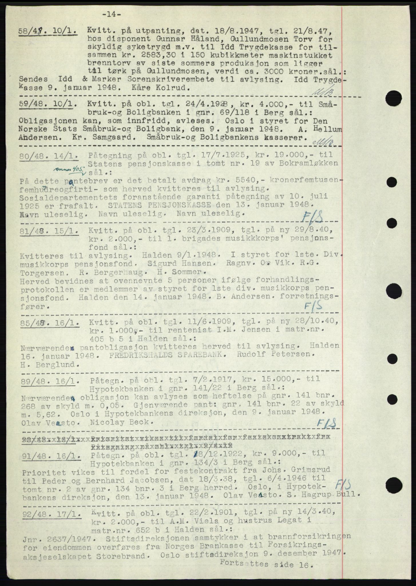 Idd og Marker sorenskriveri, AV/SAO-A-10283/G/Gb/Gbc/L0004: Pantebok nr. B10-15, 1946-1950, Dagboknr: 58/1948