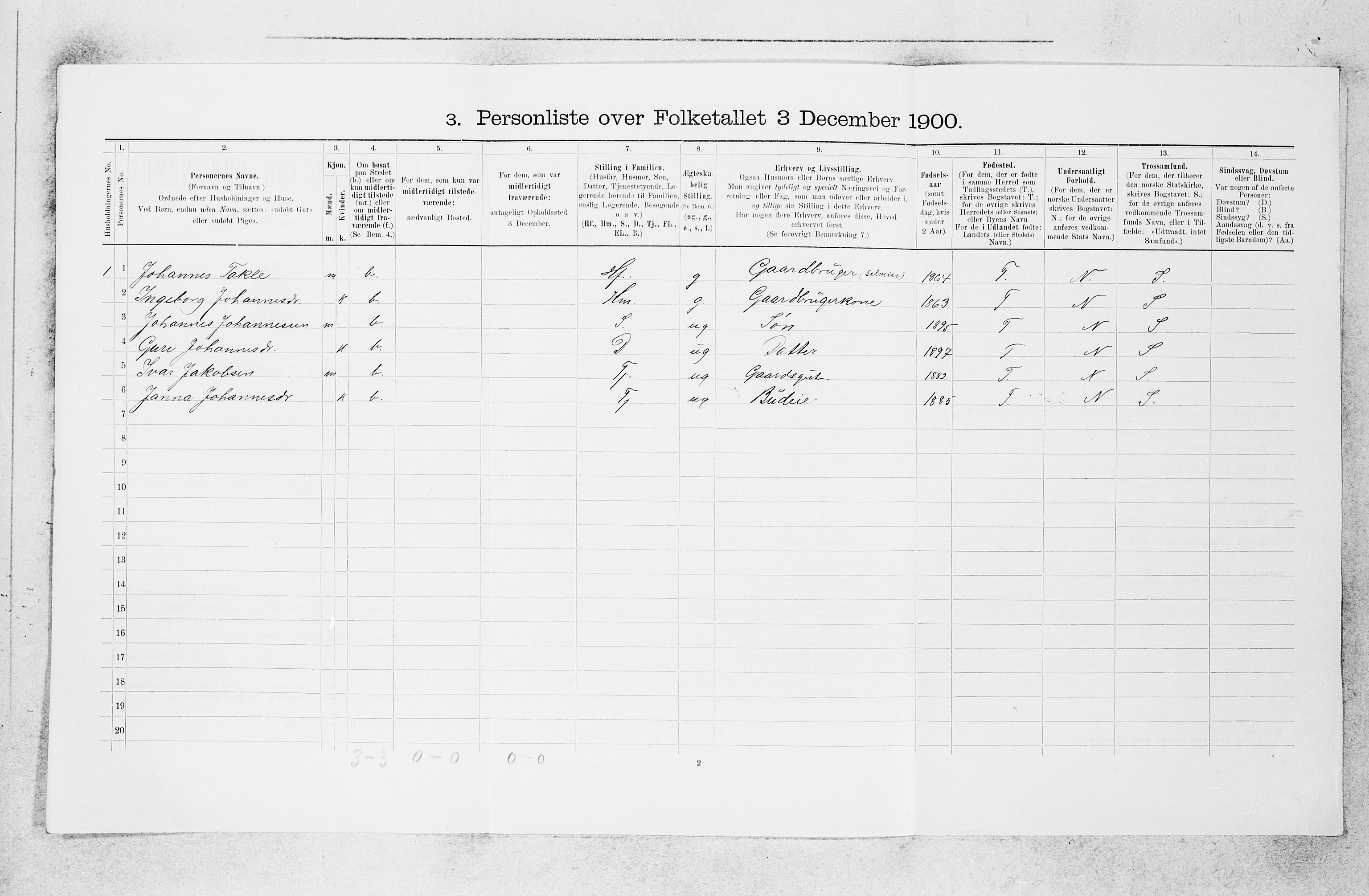 SAB, Folketelling 1900 for 1415 Lavik og Brekke herred, 1900, s. 426