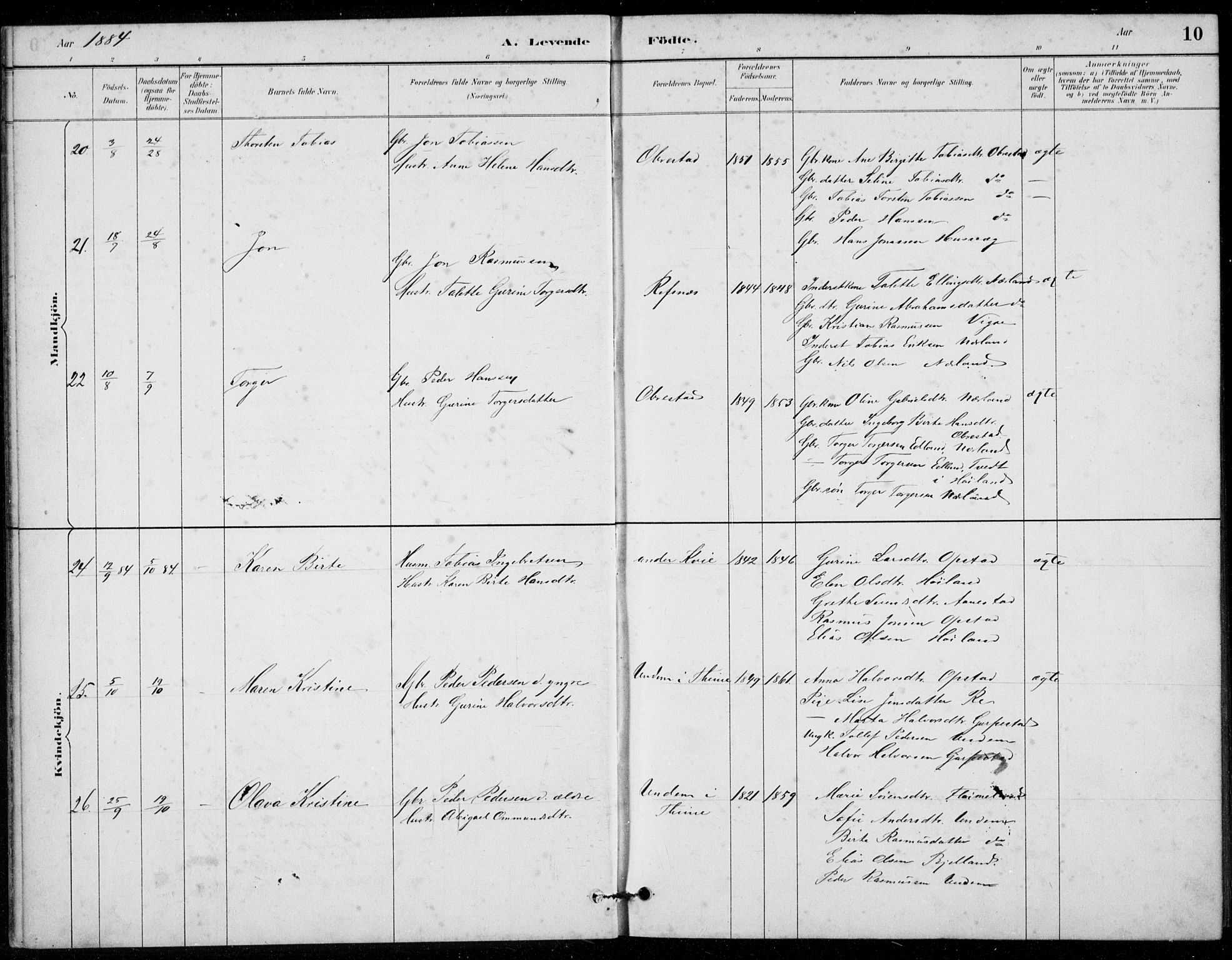 Hå sokneprestkontor, AV/SAST-A-101801/001/30BB/L0003: Klokkerbok nr. B 3, 1883-1894, s. 10