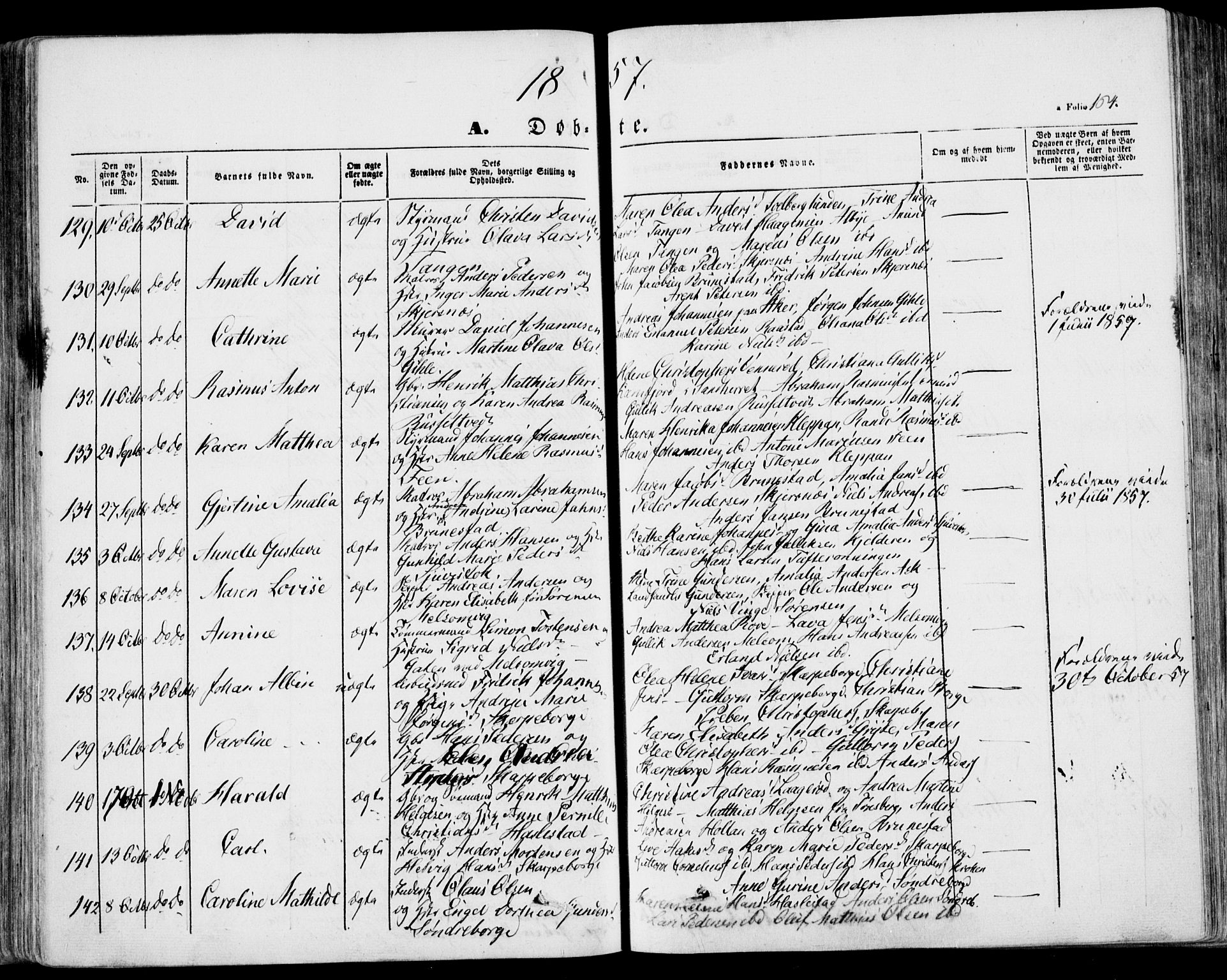 Stokke kirkebøker, AV/SAKO-A-320/F/Fa/L0007: Ministerialbok nr. I 7, 1844-1857, s. 164