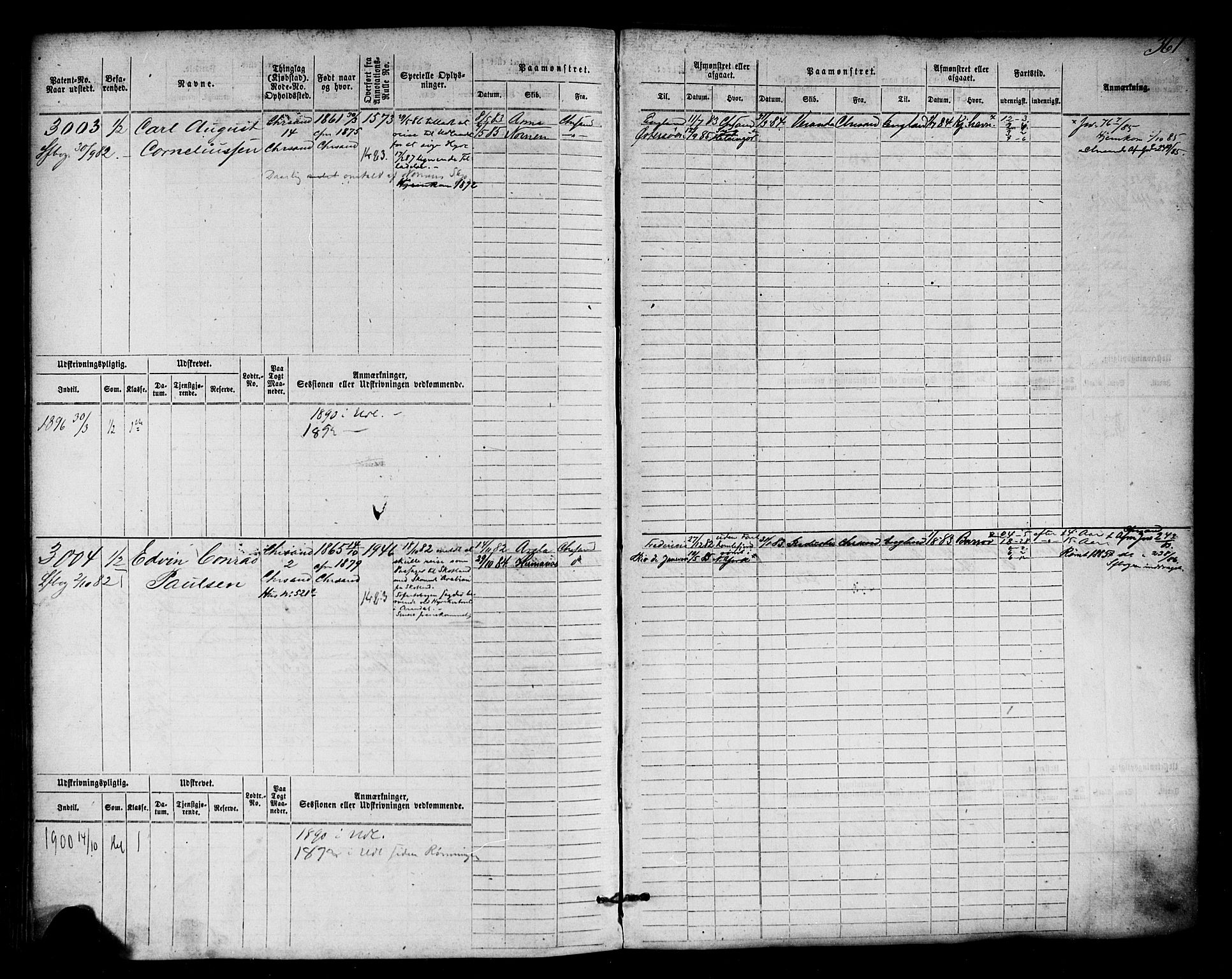 Kristiansand mønstringskrets, AV/SAK-2031-0015/F/Fb/L0006: Hovedrulle nr 2283-3048, I-13, 1876-1915, s. 377