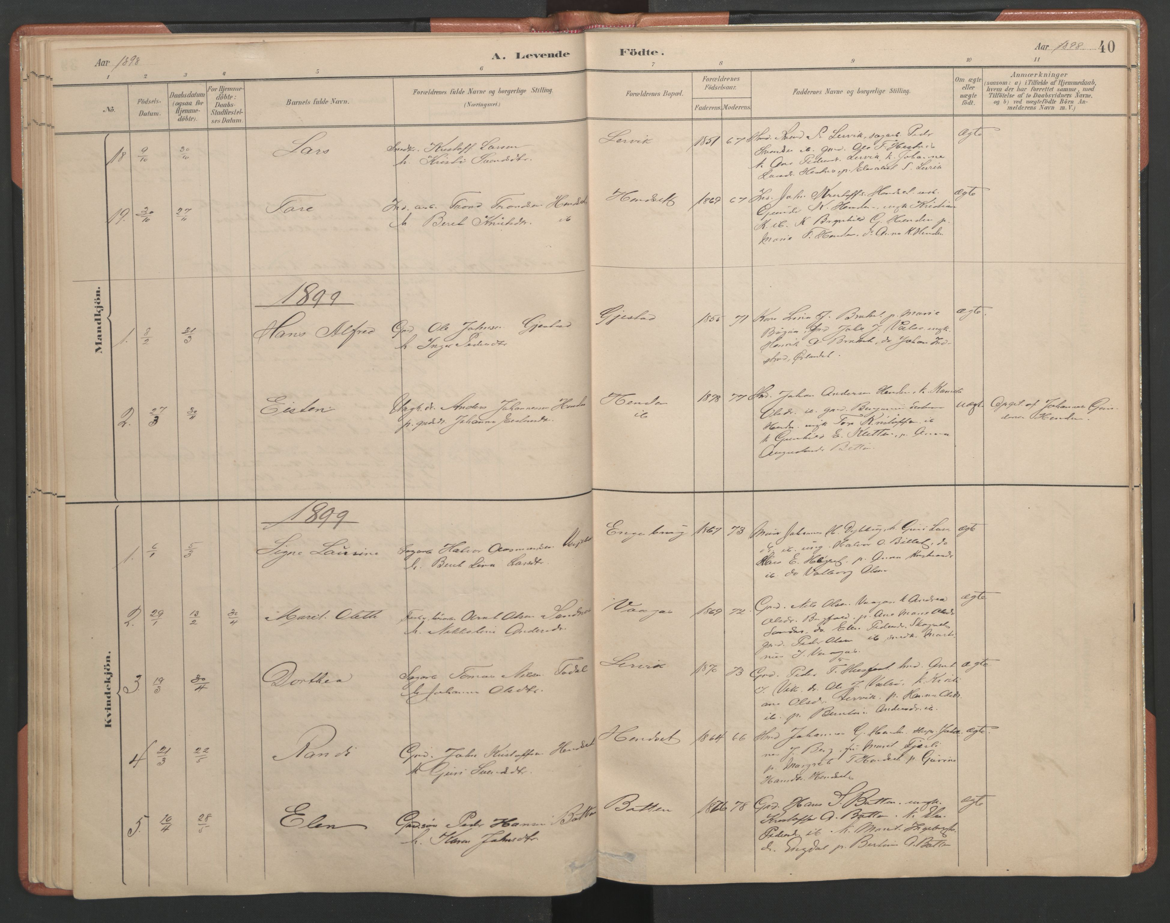 Ministerialprotokoller, klokkerbøker og fødselsregistre - Møre og Romsdal, AV/SAT-A-1454/580/L0926: Klokkerbok nr. 580C01, 1882-1903, s. 40