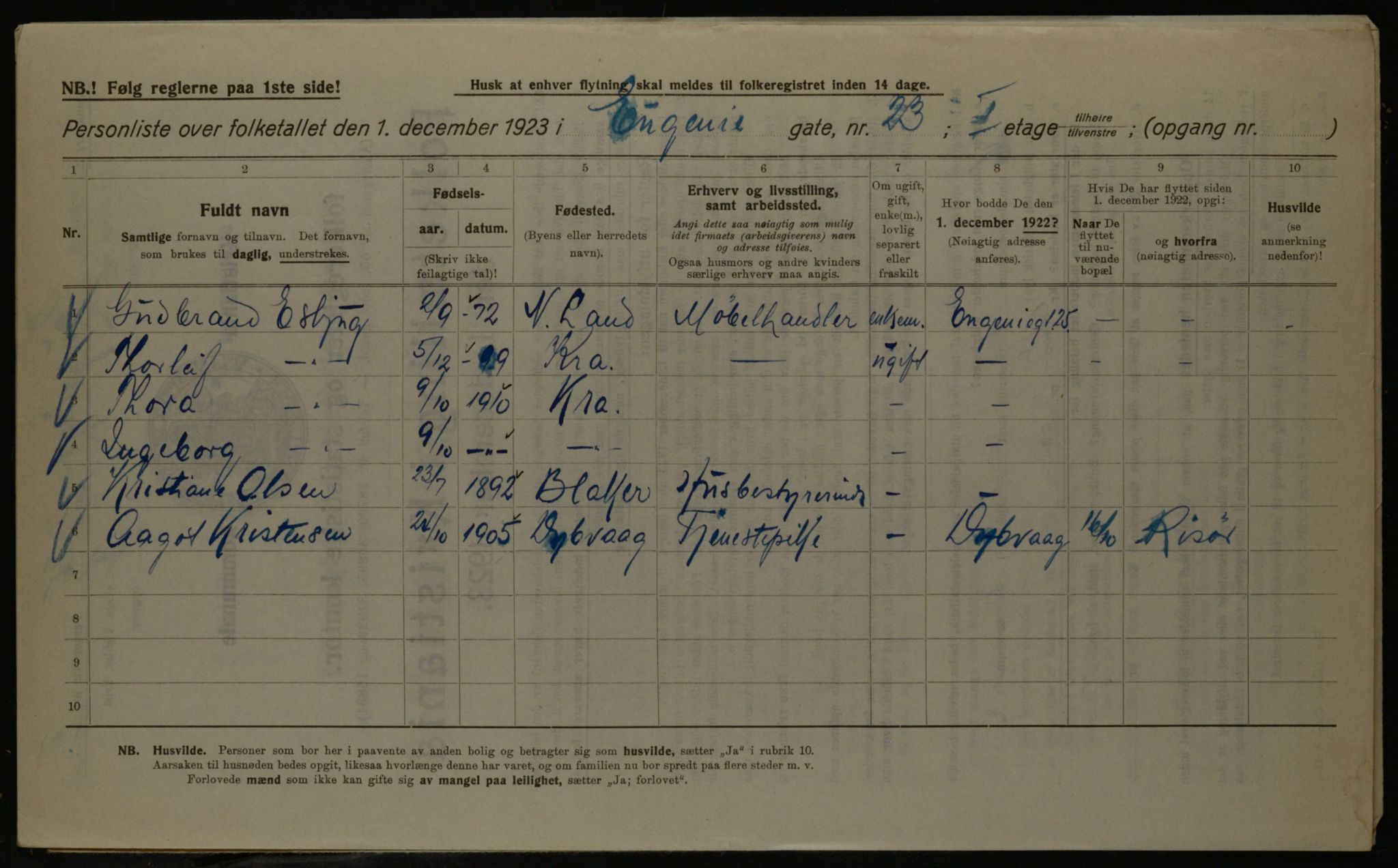 OBA, Kommunal folketelling 1.12.1923 for Kristiania, 1923, s. 25756