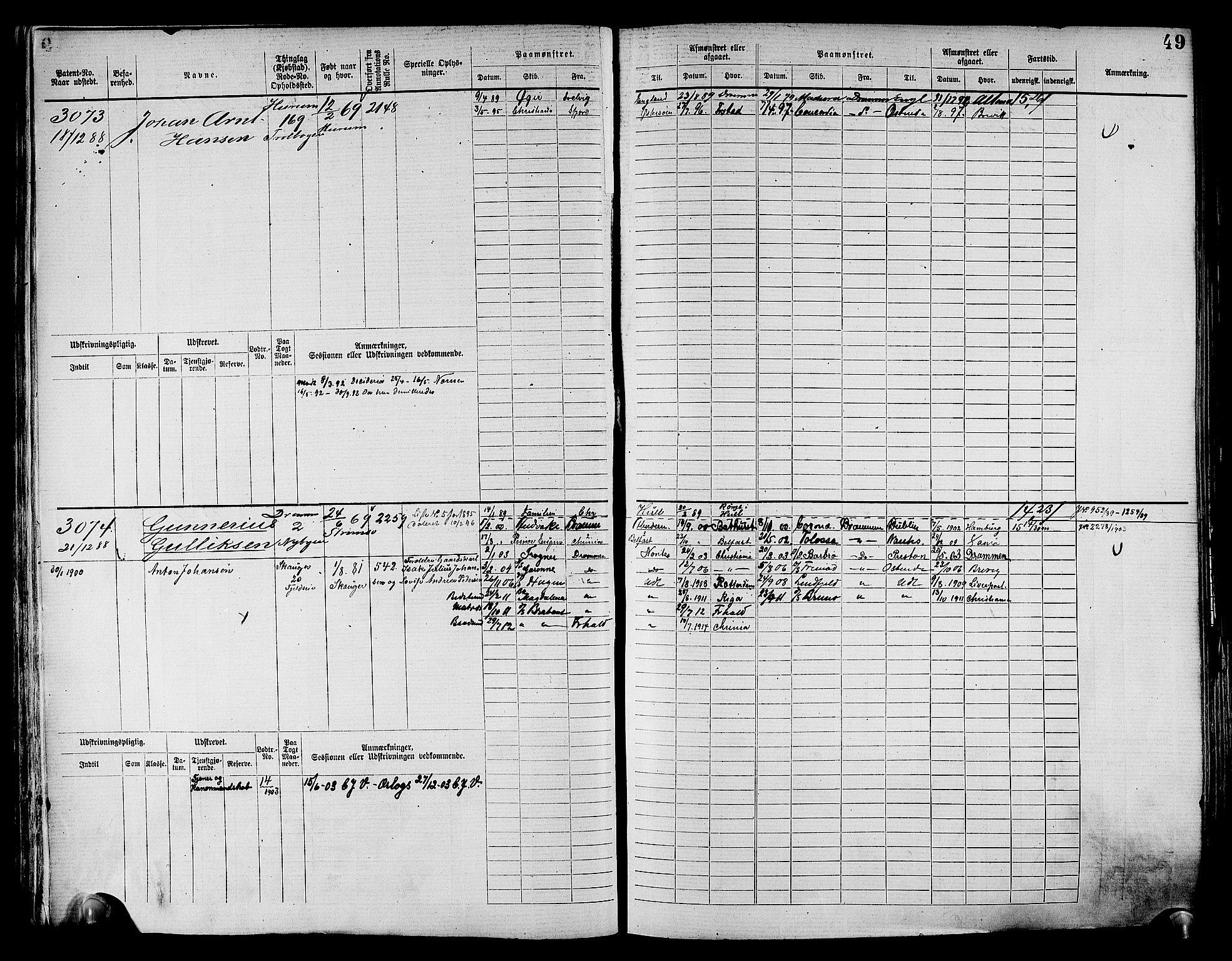 Drammen innrulleringsdistrikt, AV/SAKO-A-781/F/Fc/L0004: Hovedrulle, 1885, s. 52