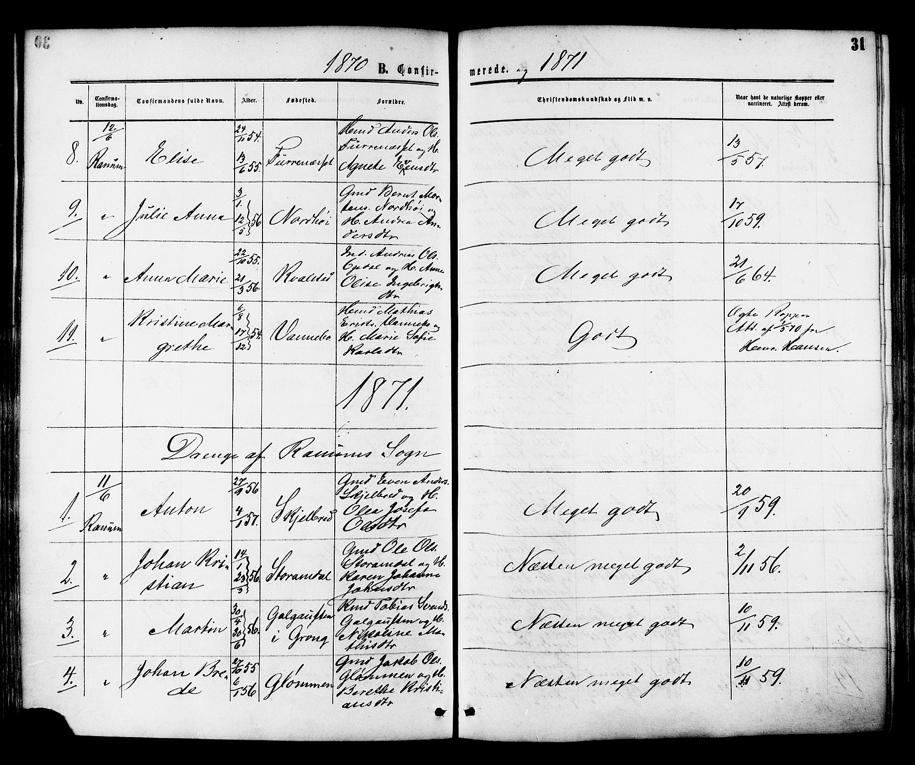 Ministerialprotokoller, klokkerbøker og fødselsregistre - Nord-Trøndelag, SAT/A-1458/764/L0553: Ministerialbok nr. 764A08, 1858-1880, s. 31