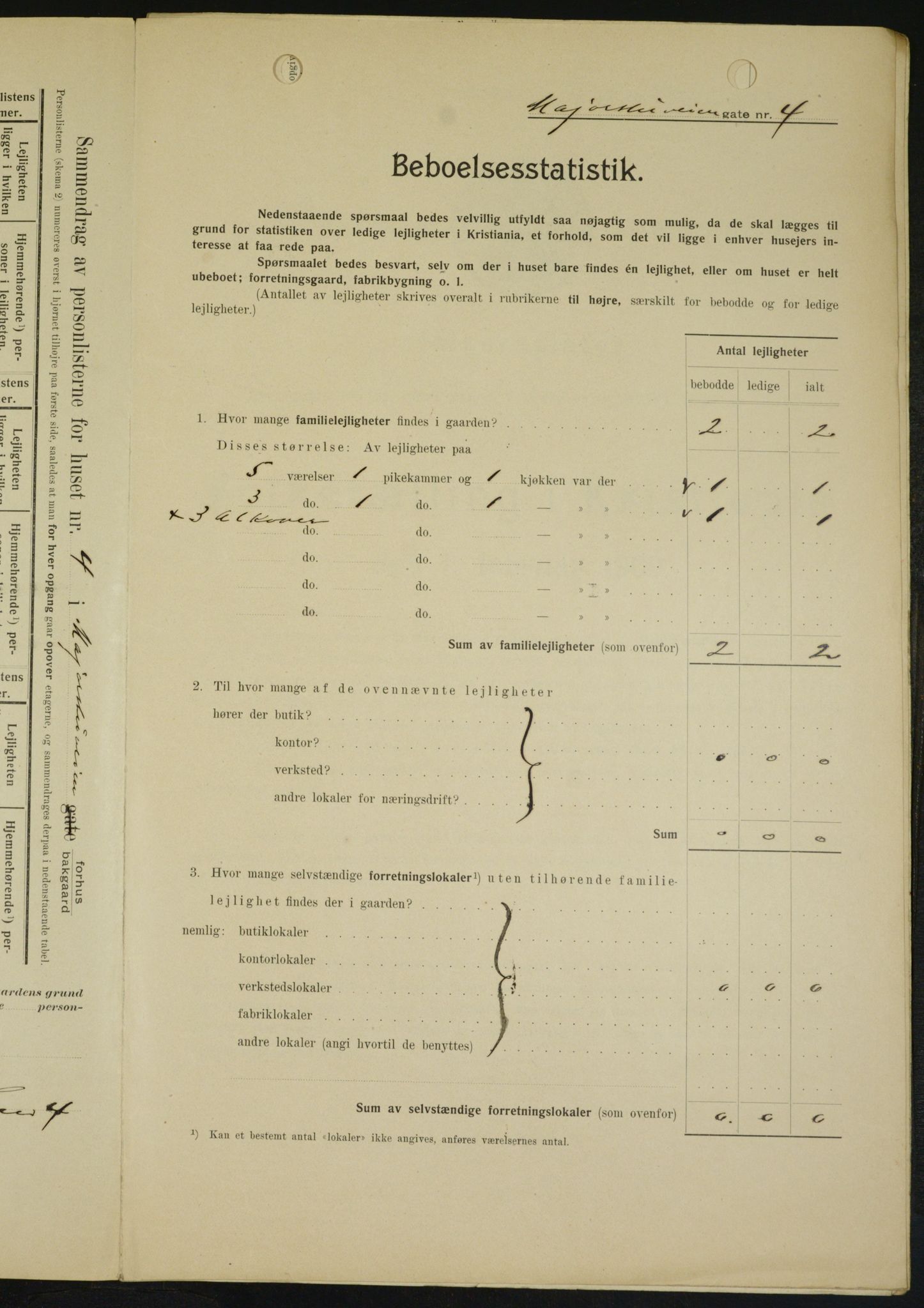 OBA, Kommunal folketelling 1.2.1909 for Kristiania kjøpstad, 1909, s. 54162