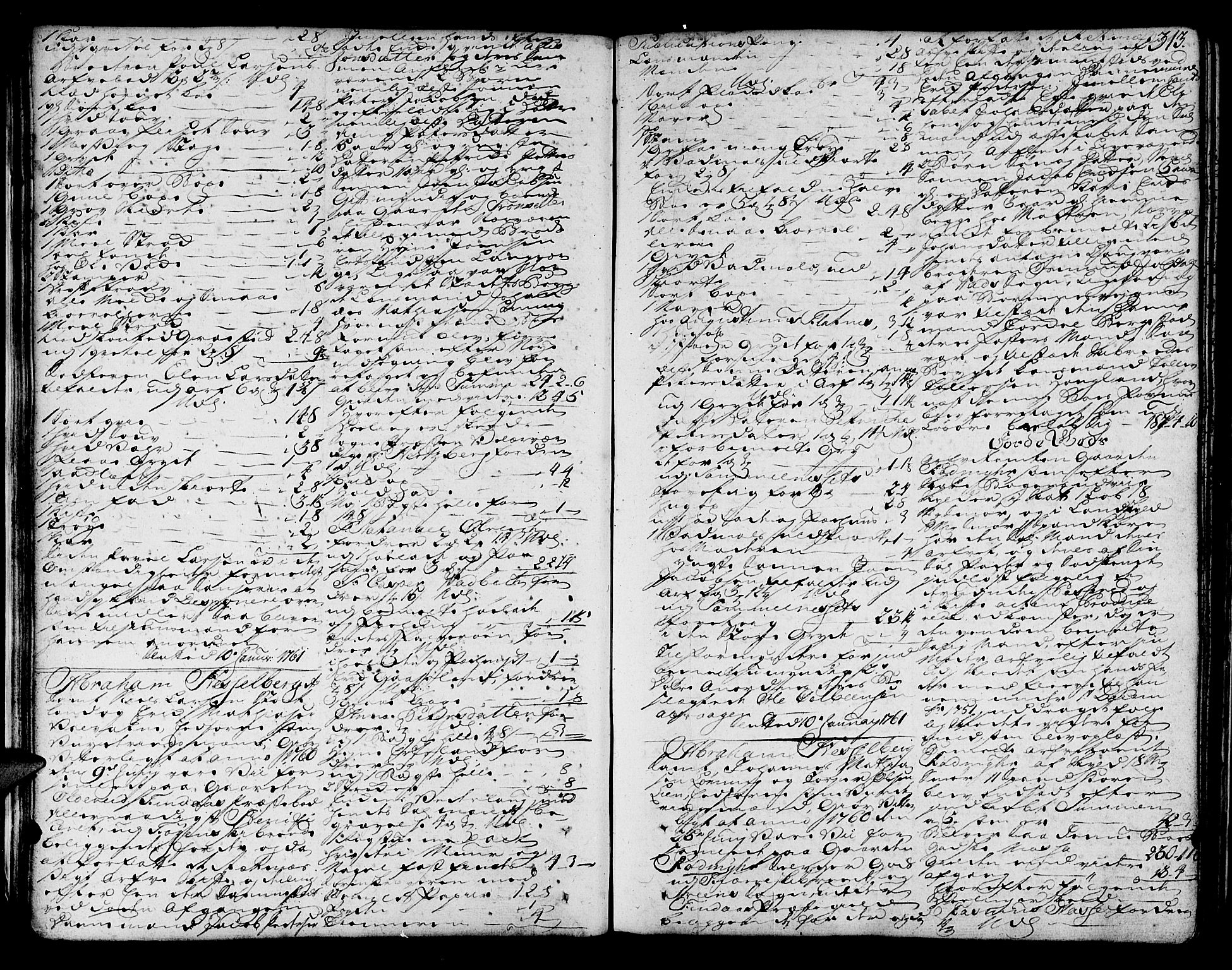 Sunnhordland sorenskrivar, SAB/A-2401/1/H/Ha/Haa/L0007: Skifteprotokollar. Register på lesesal. Fol. 901- ut, 1760-1765, s. 312b-313a