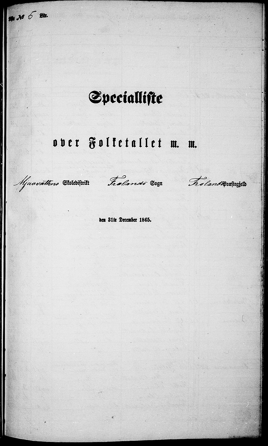 RA, Folketelling 1865 for 0919P Froland prestegjeld, 1865, s. 61