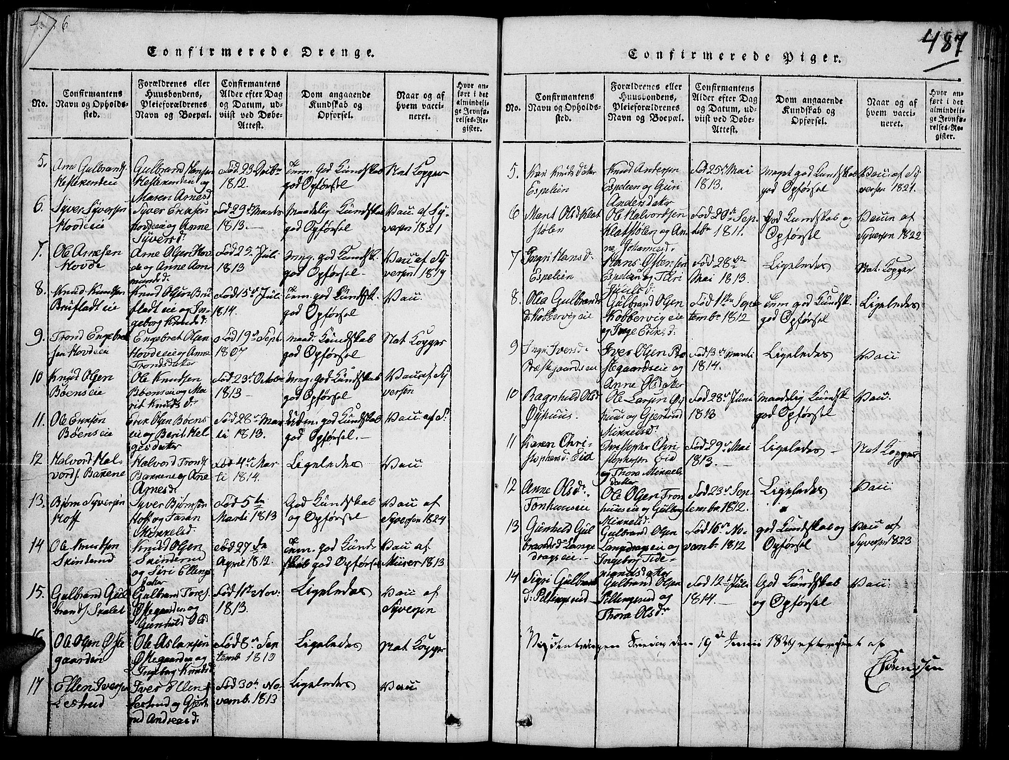 Sør-Aurdal prestekontor, SAH/PREST-128/H/Ha/Hab/L0002: Klokkerbok nr. 2, 1826-1840, s. 486-487