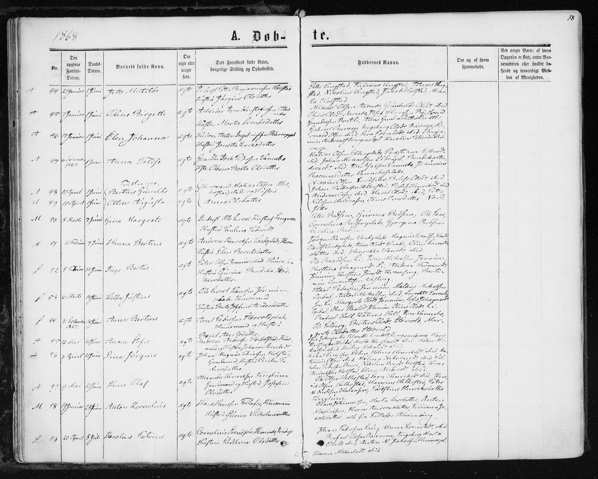 Ministerialprotokoller, klokkerbøker og fødselsregistre - Nord-Trøndelag, AV/SAT-A-1458/741/L0394: Ministerialbok nr. 741A08, 1864-1877, s. 38