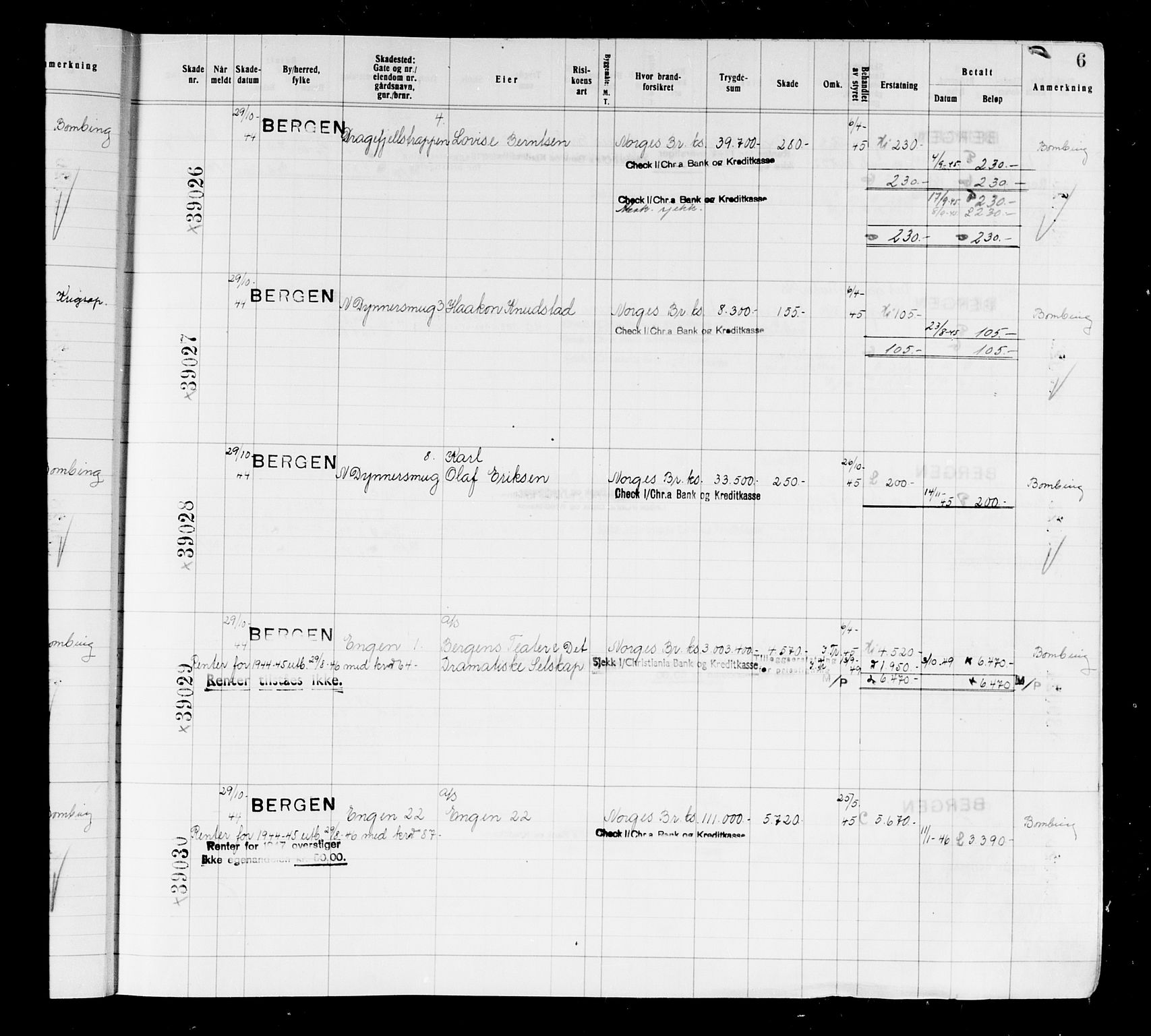 Krigsskadetrygdene for bygninger og løsøre, AV/RA-S-1548/V/L0037: Bygning, branntrygdet., 1940-1945, s. 6