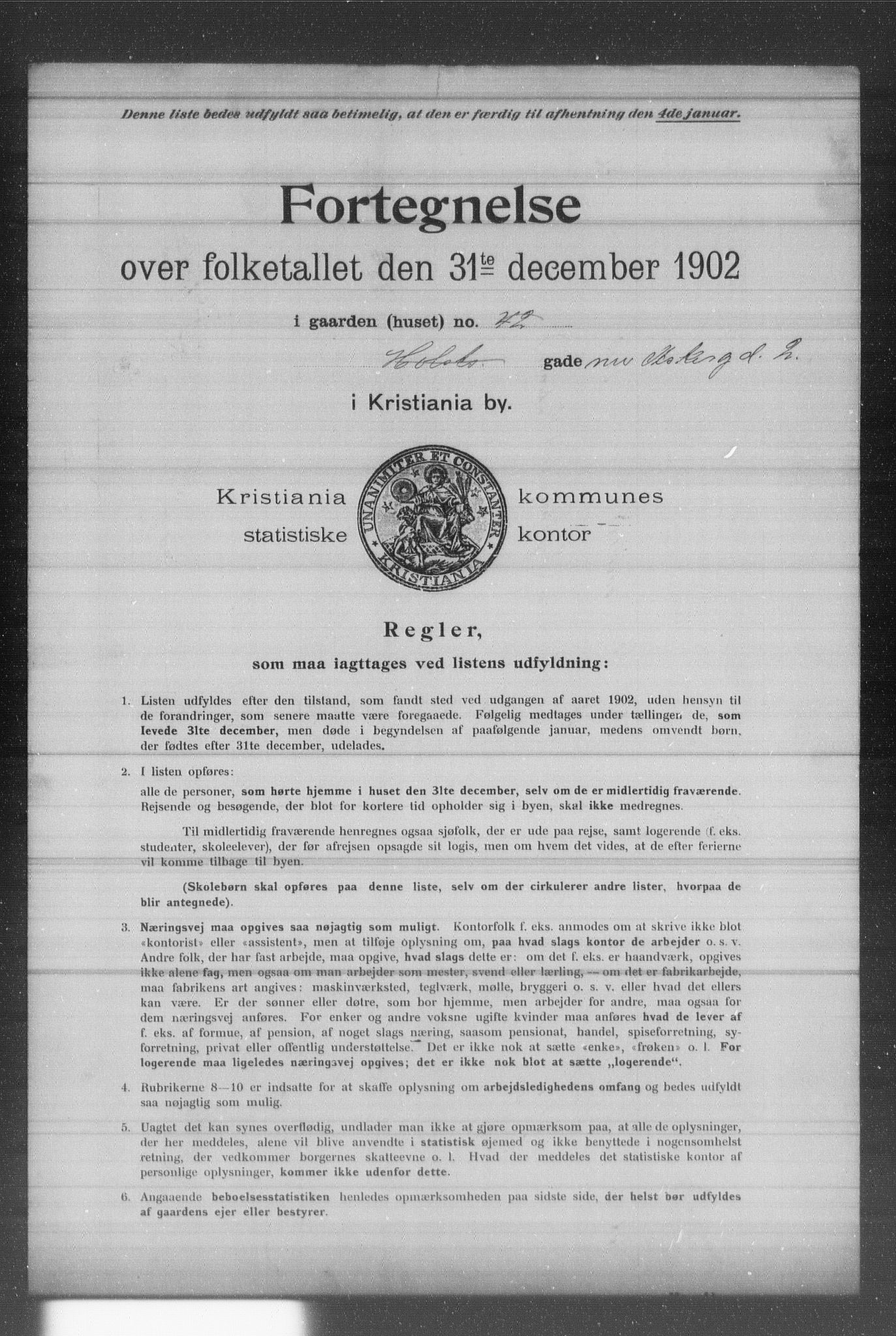 OBA, Kommunal folketelling 31.12.1902 for Kristiania kjøpstad, 1902, s. 587