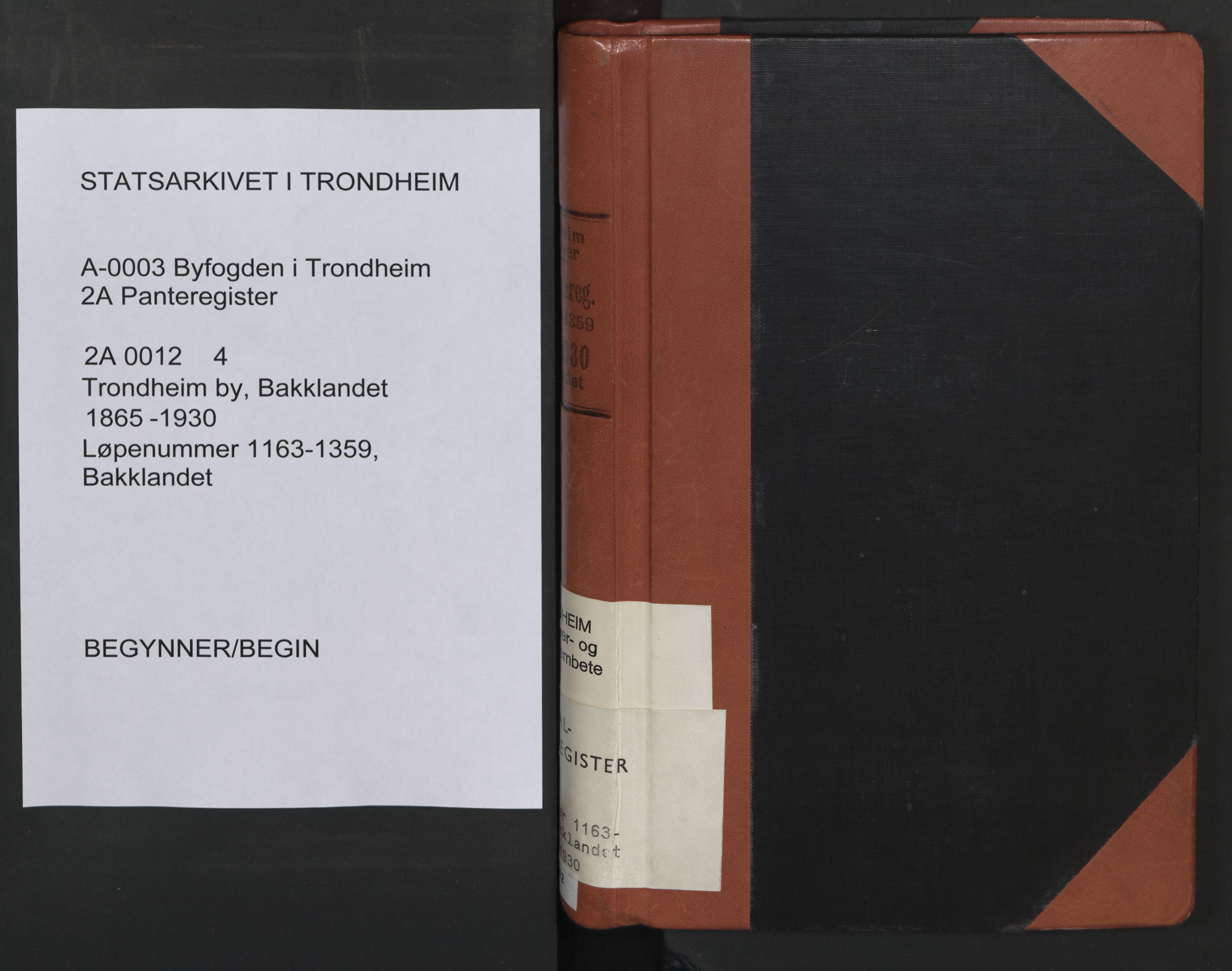 Trondheim byfogd, SAT/A-0003/1/2/2A/L0012: Panteregister nr. 4 / 2A 12, 1865-1930