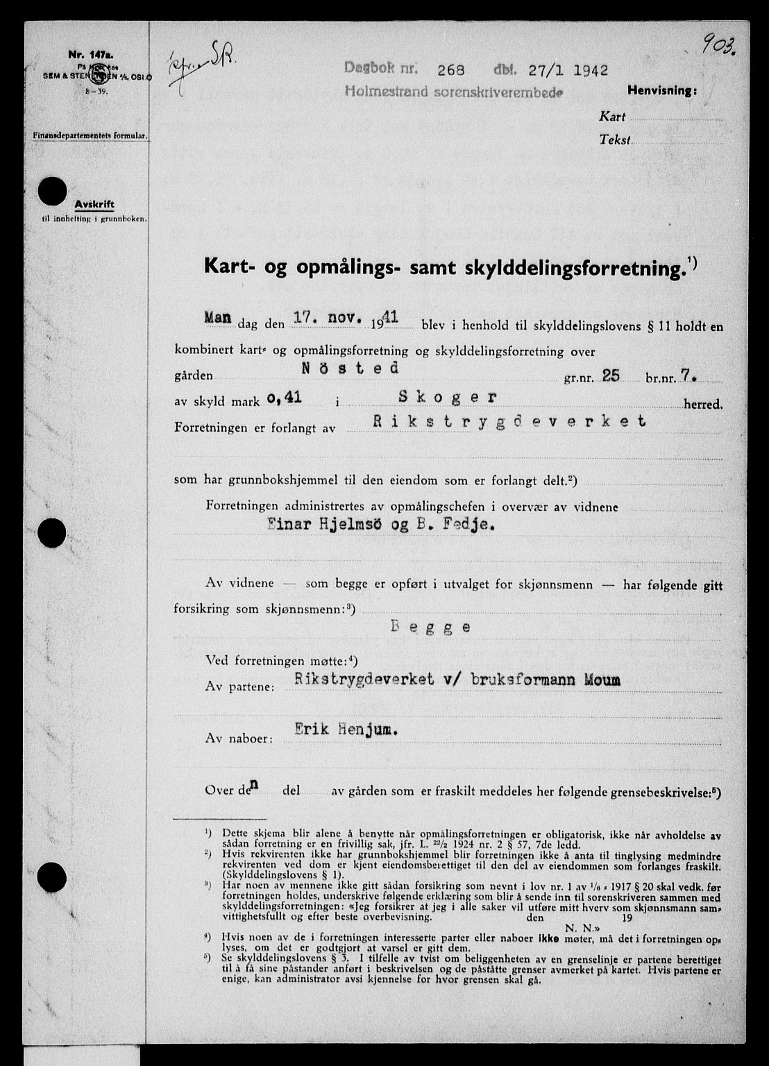 Holmestrand sorenskriveri, SAKO/A-67/G/Ga/Gaa/L0054: Pantebok nr. A-54, 1941-1942, Dagboknr: 268/1942