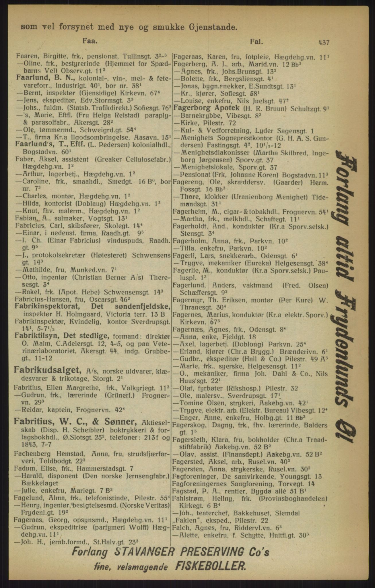 Kristiania/Oslo adressebok, PUBL/-, 1915, s. 437