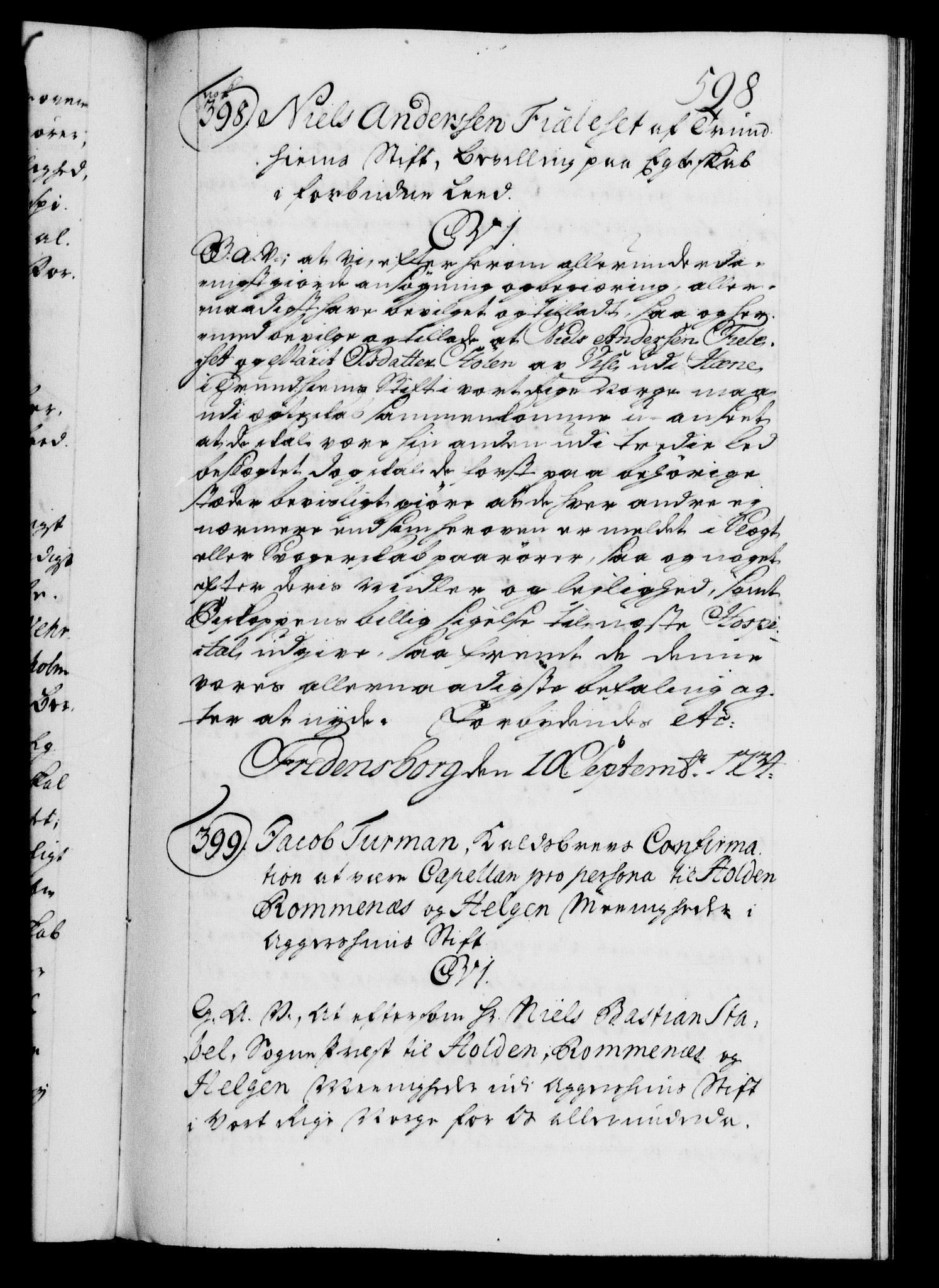 Danske Kanselli 1572-1799, AV/RA-EA-3023/F/Fc/Fca/Fcaa/L0028: Norske registre, 1733-1734, s. 598a