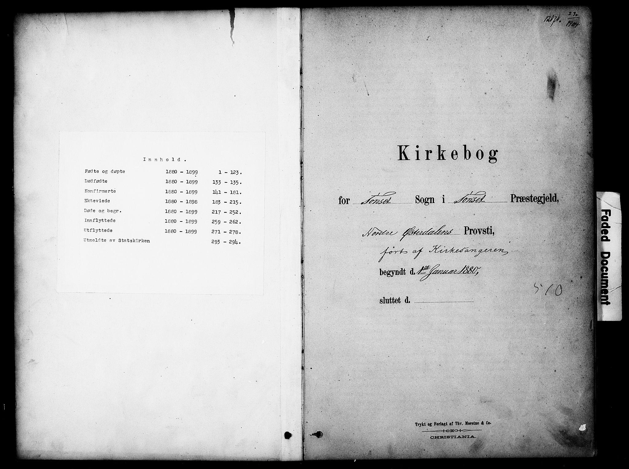 Tynset prestekontor, AV/SAH-PREST-058/H/Ha/Hab/L0006: Klokkerbok nr. 6, 1880-1899