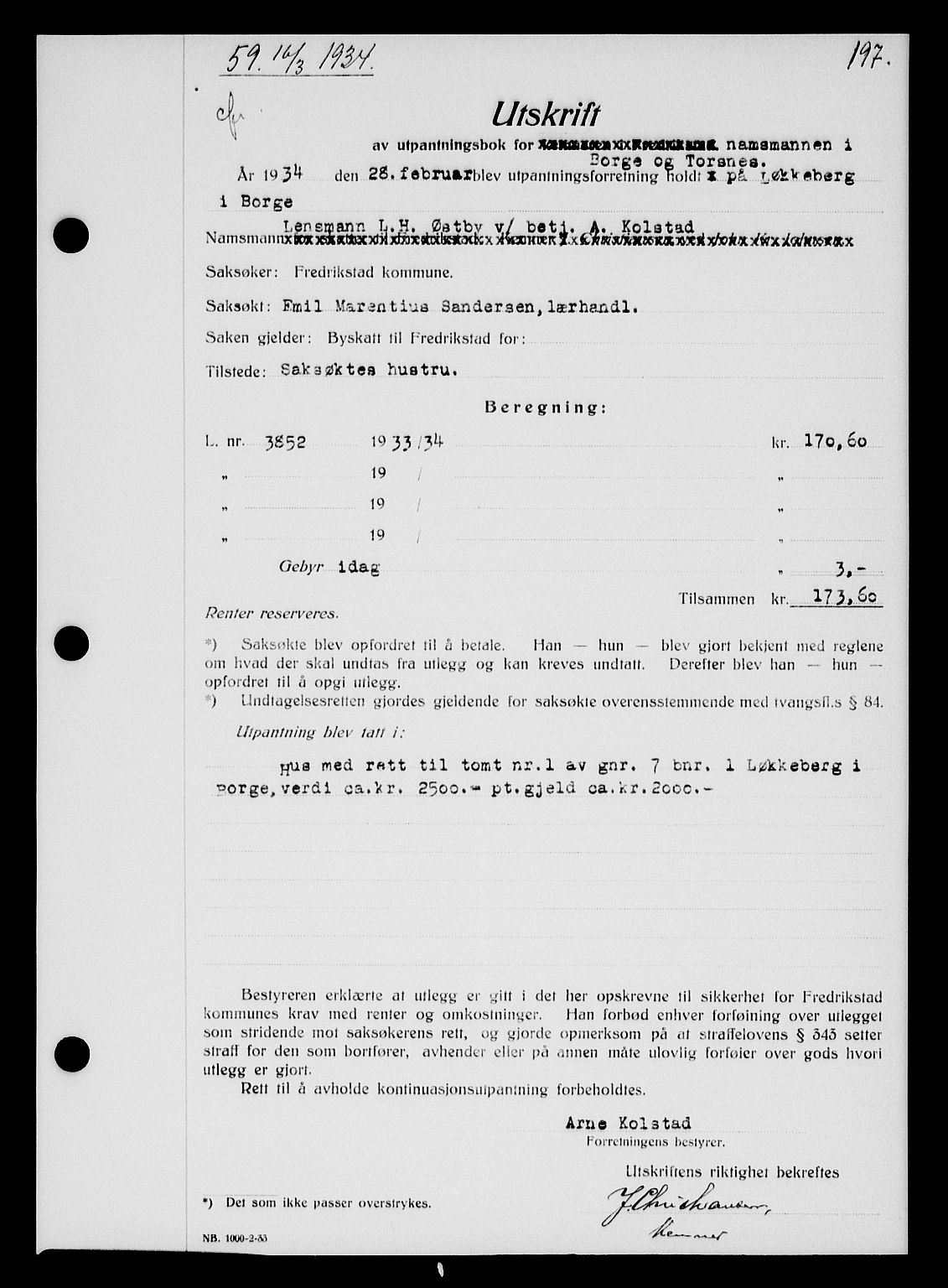 Tune sorenskriveri, AV/SAO-A-10470/G/Gb/Gbb/L0004: Pantebok nr. II 20-24, 1933-1935, Tingl.dato: 16.03.1934