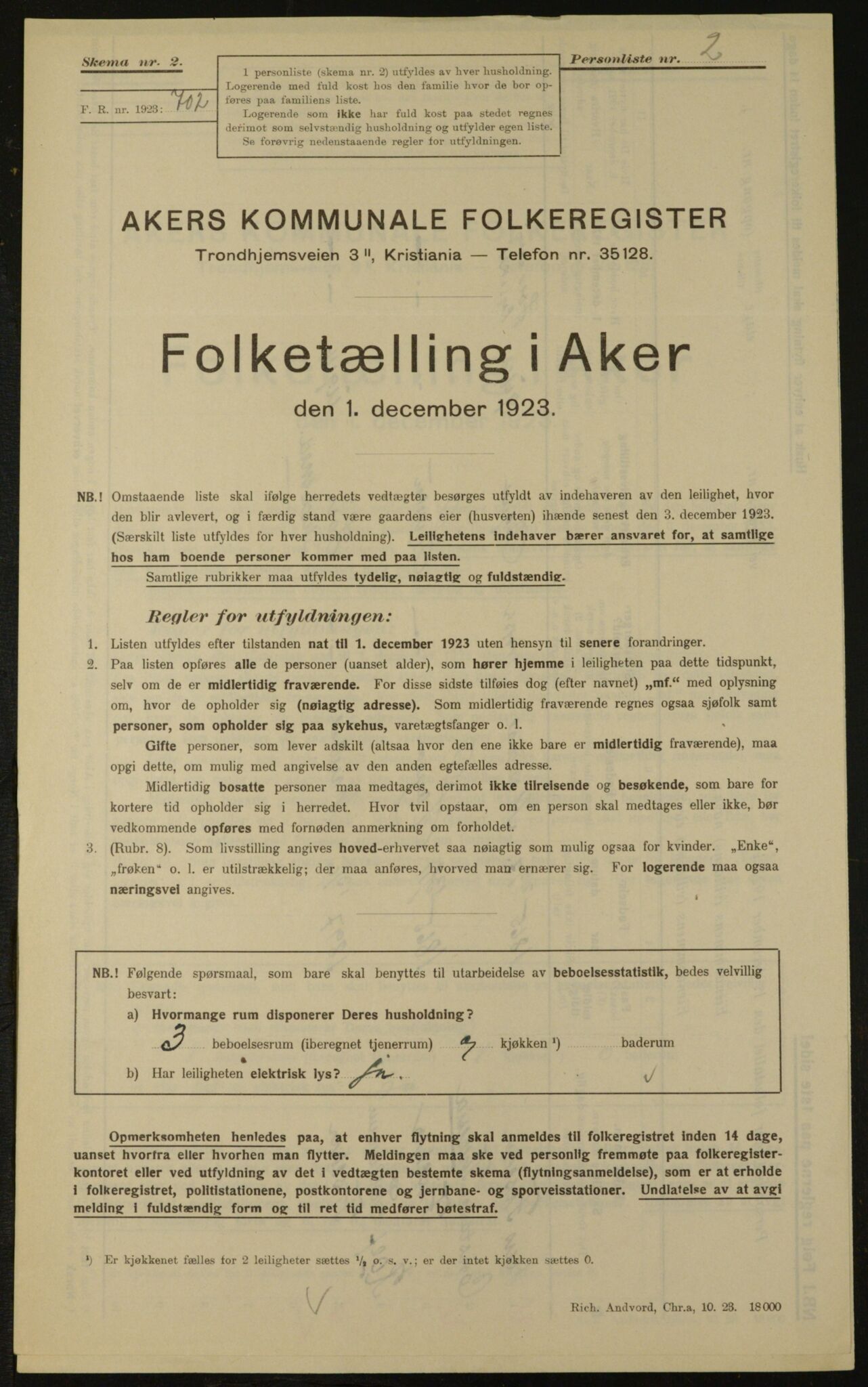 , Kommunal folketelling 1.12.1923 for Aker, 1923, s. 4493