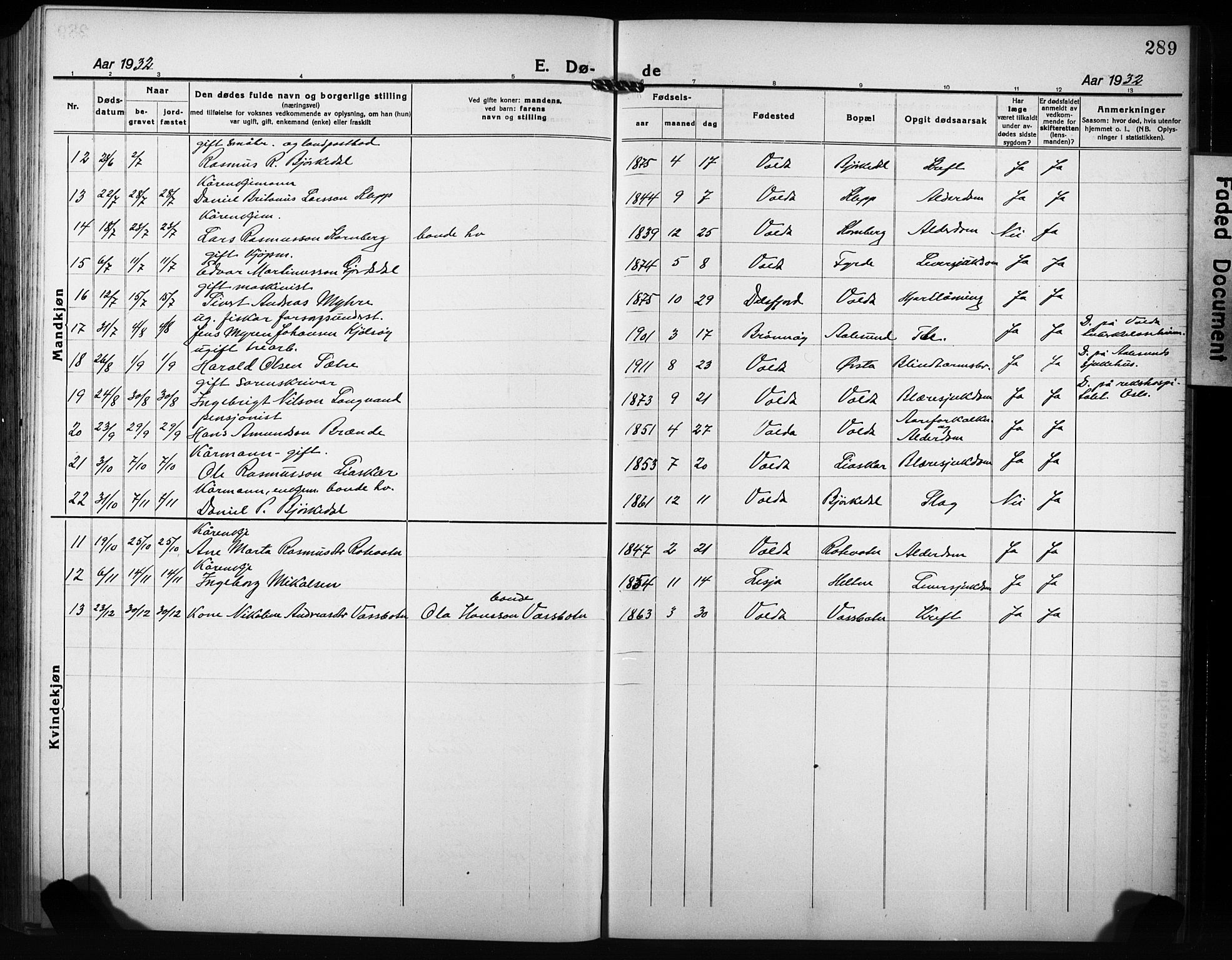 Ministerialprotokoller, klokkerbøker og fødselsregistre - Møre og Romsdal, AV/SAT-A-1454/511/L0160: Klokkerbok nr. 511C06, 1920-1932, s. 289