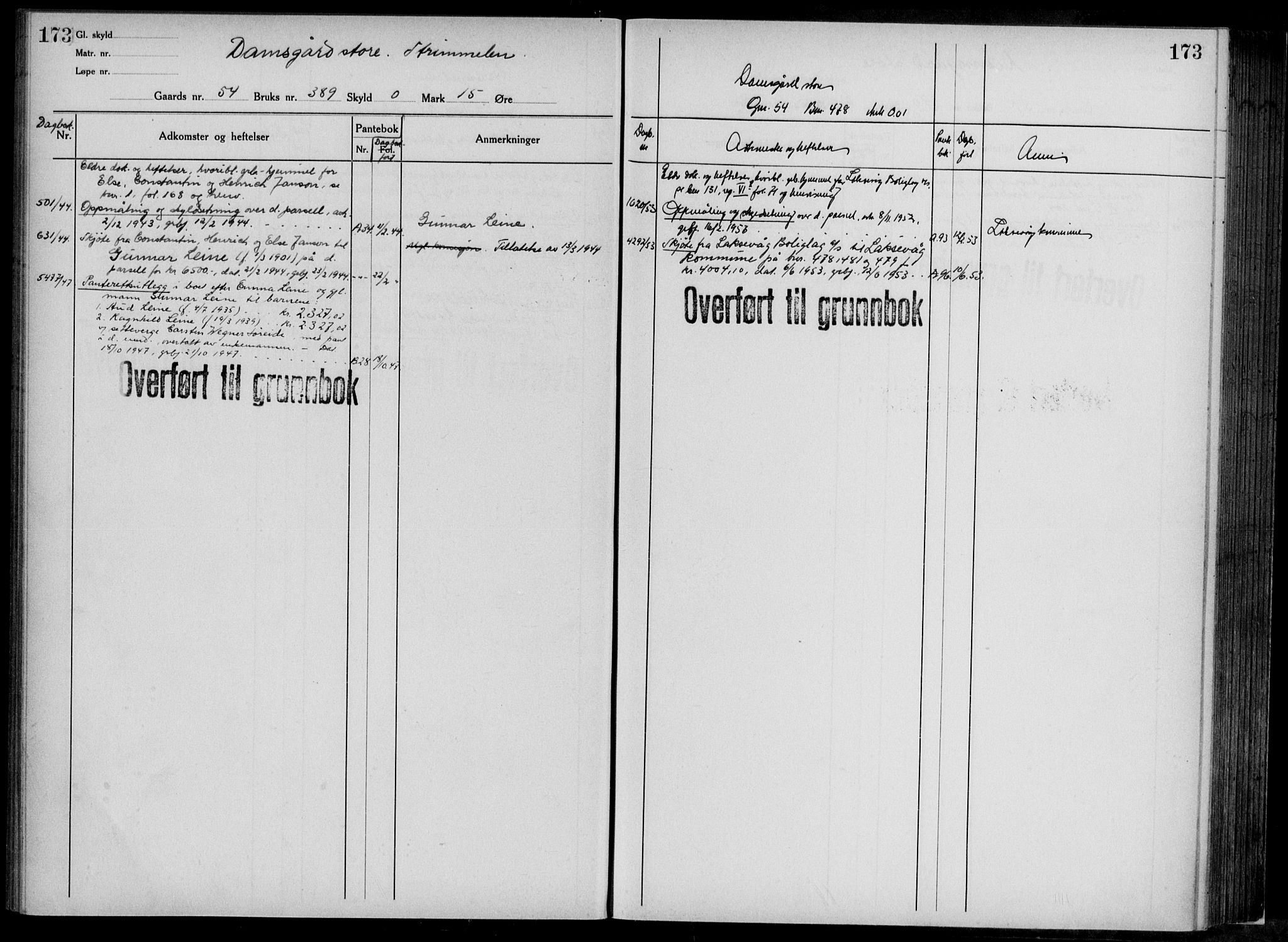 Midhordland sorenskriveri, AV/SAB-A-3001/1/G/Ga/Gab/L0117: Panteregister nr. II.A.b.117, s. 173