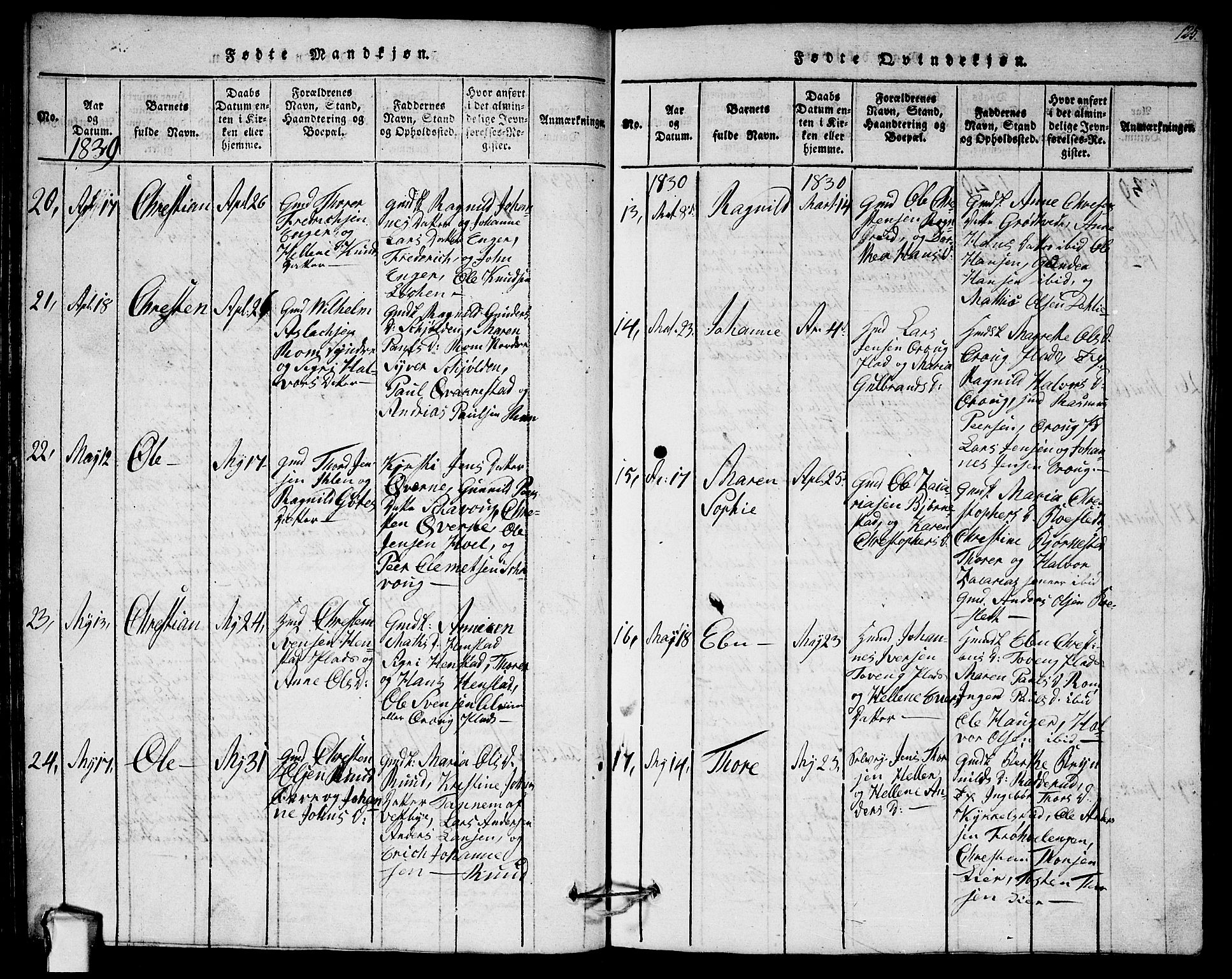 Askim prestekontor Kirkebøker, AV/SAO-A-10900/G/Ga/L0001: Klokkerbok nr. 1, 1817-1846, s. 124-125