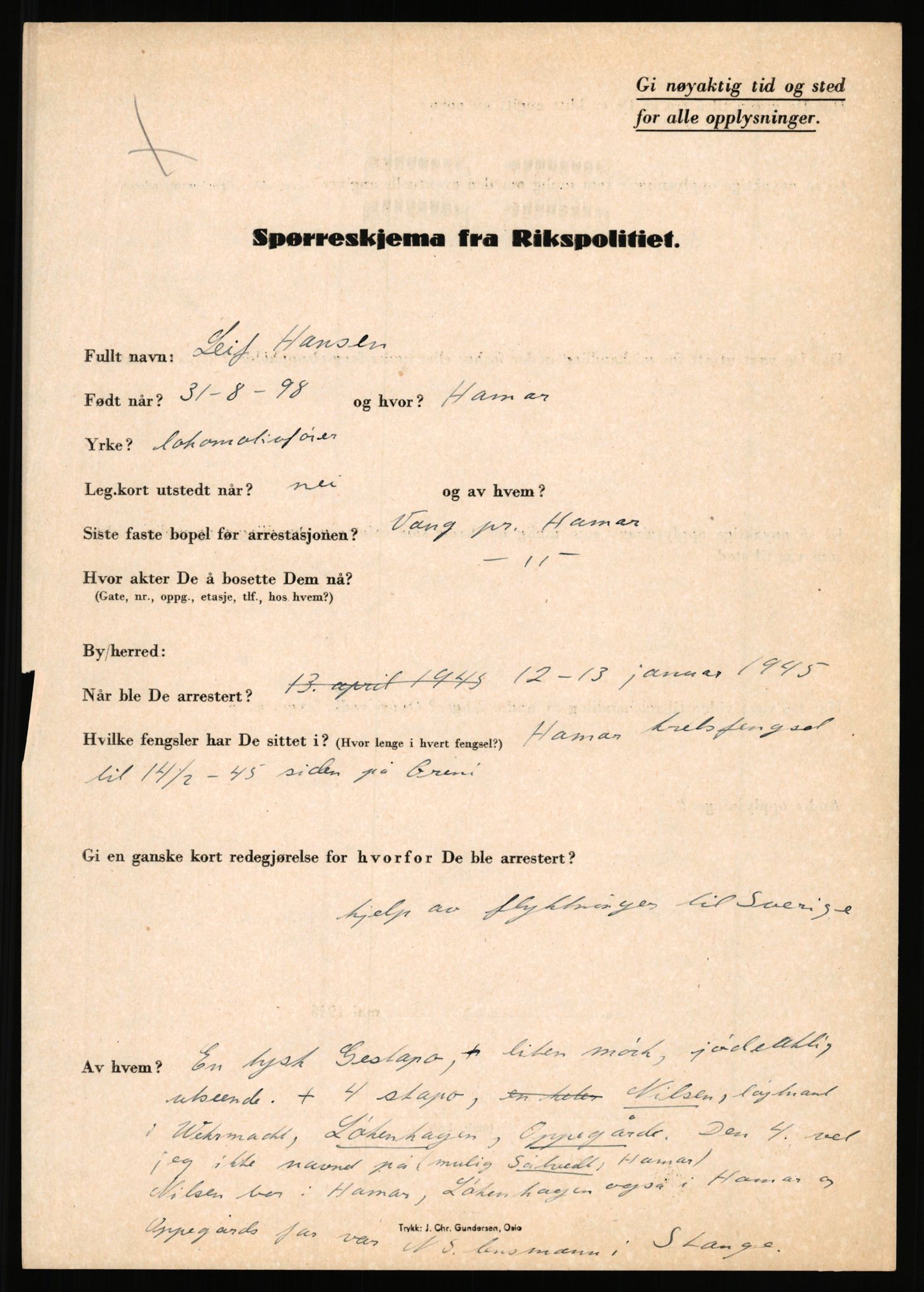 Rikspolitisjefen, AV/RA-S-1560/L/L0006: Hansen, Adolf Boye - Hemstad, Gunnar, 1940-1945, s. 356