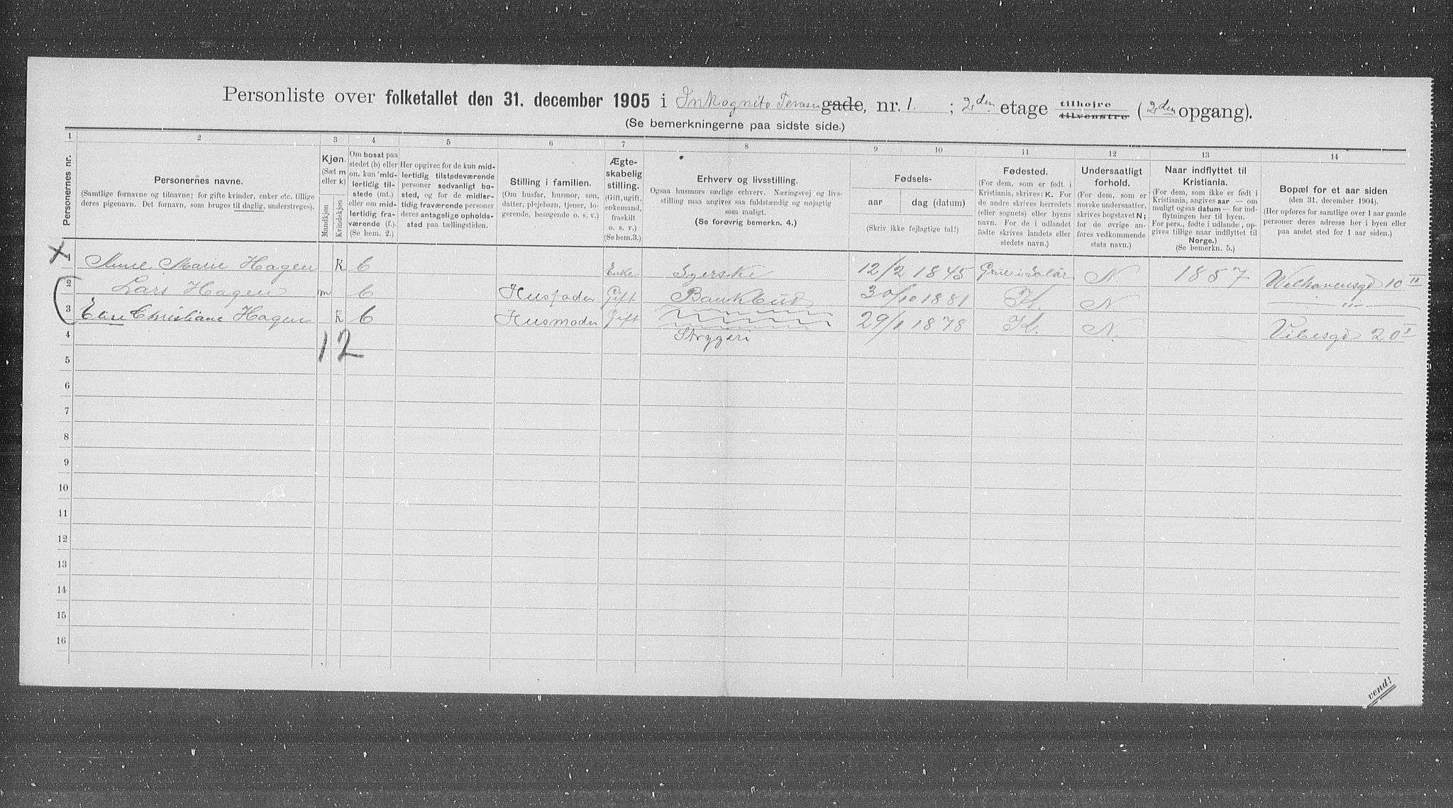 OBA, Kommunal folketelling 31.12.1905 for Kristiania kjøpstad, 1905, s. 23189