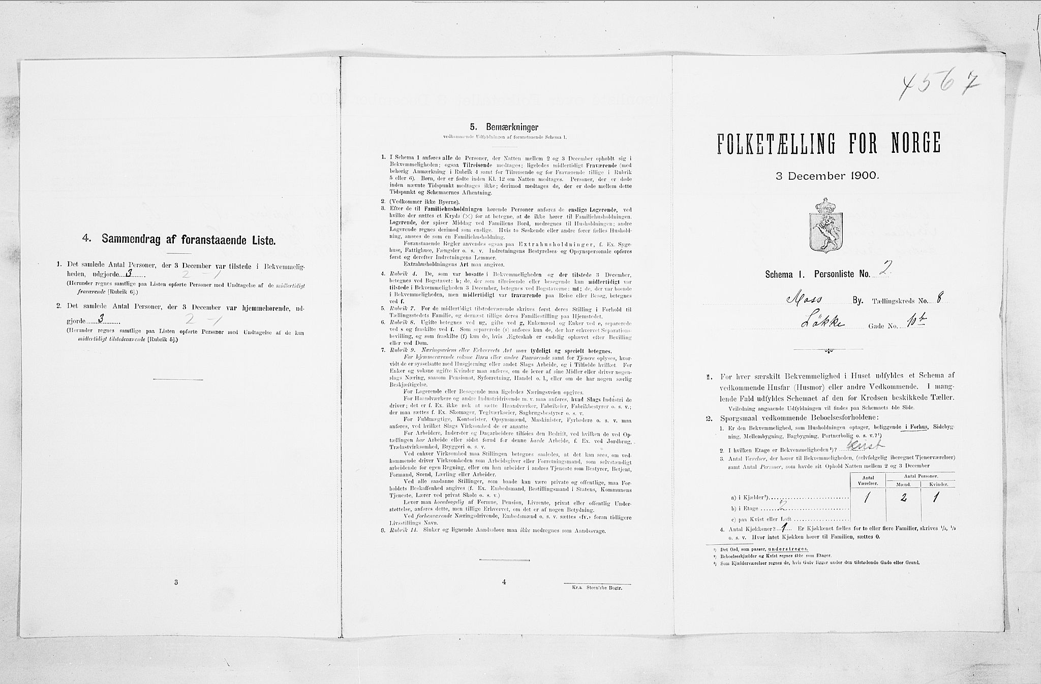 SAO, Folketelling 1900 for 0104 Moss kjøpstad, 1900