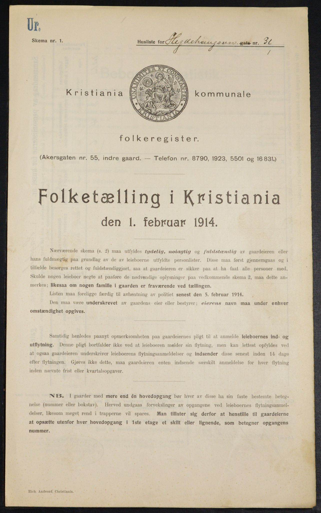 OBA, Kommunal folketelling 1.2.1914 for Kristiania, 1914, s. 36626