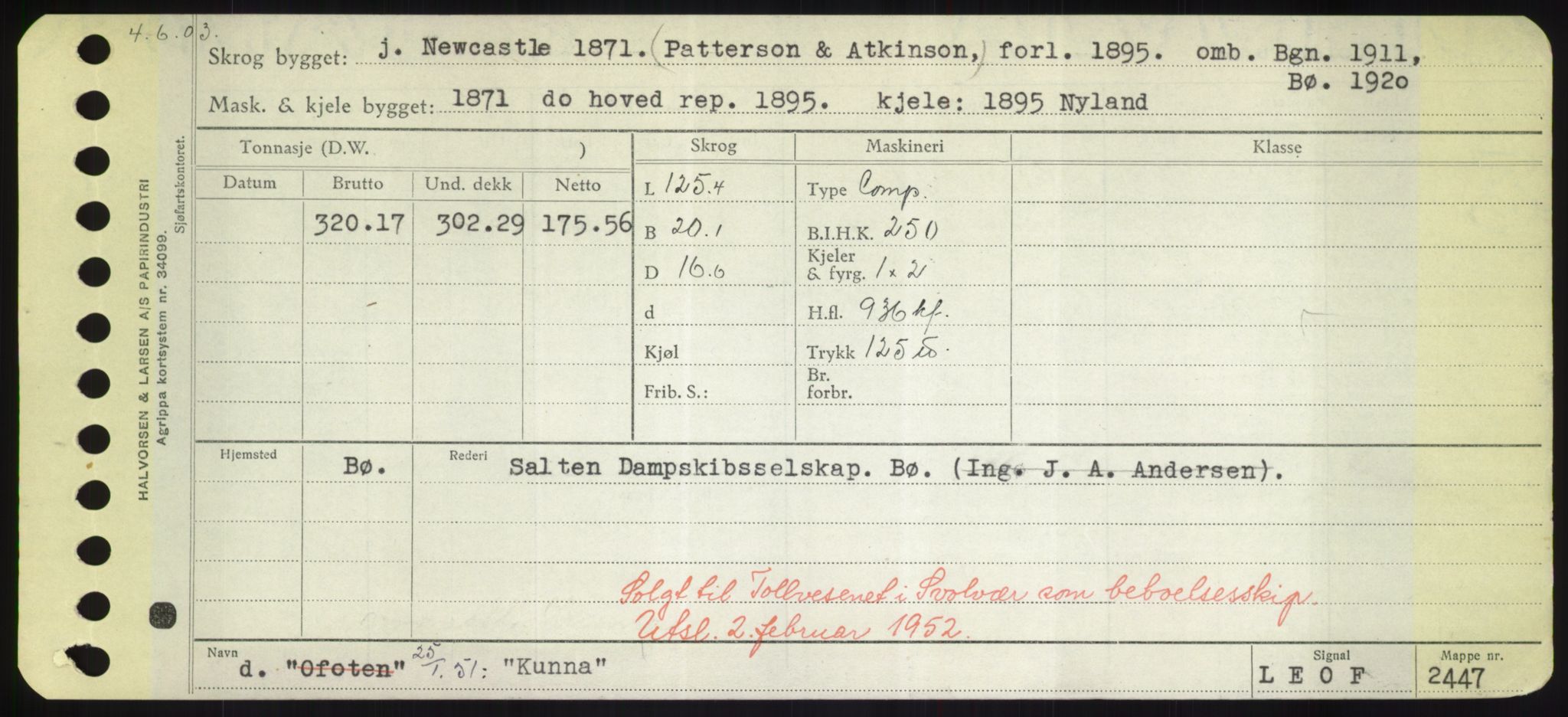 Sjøfartsdirektoratet med forløpere, Skipsmålingen, AV/RA-S-1627/H/Hd/L0021: Fartøy, Kor-Kår, s. 259