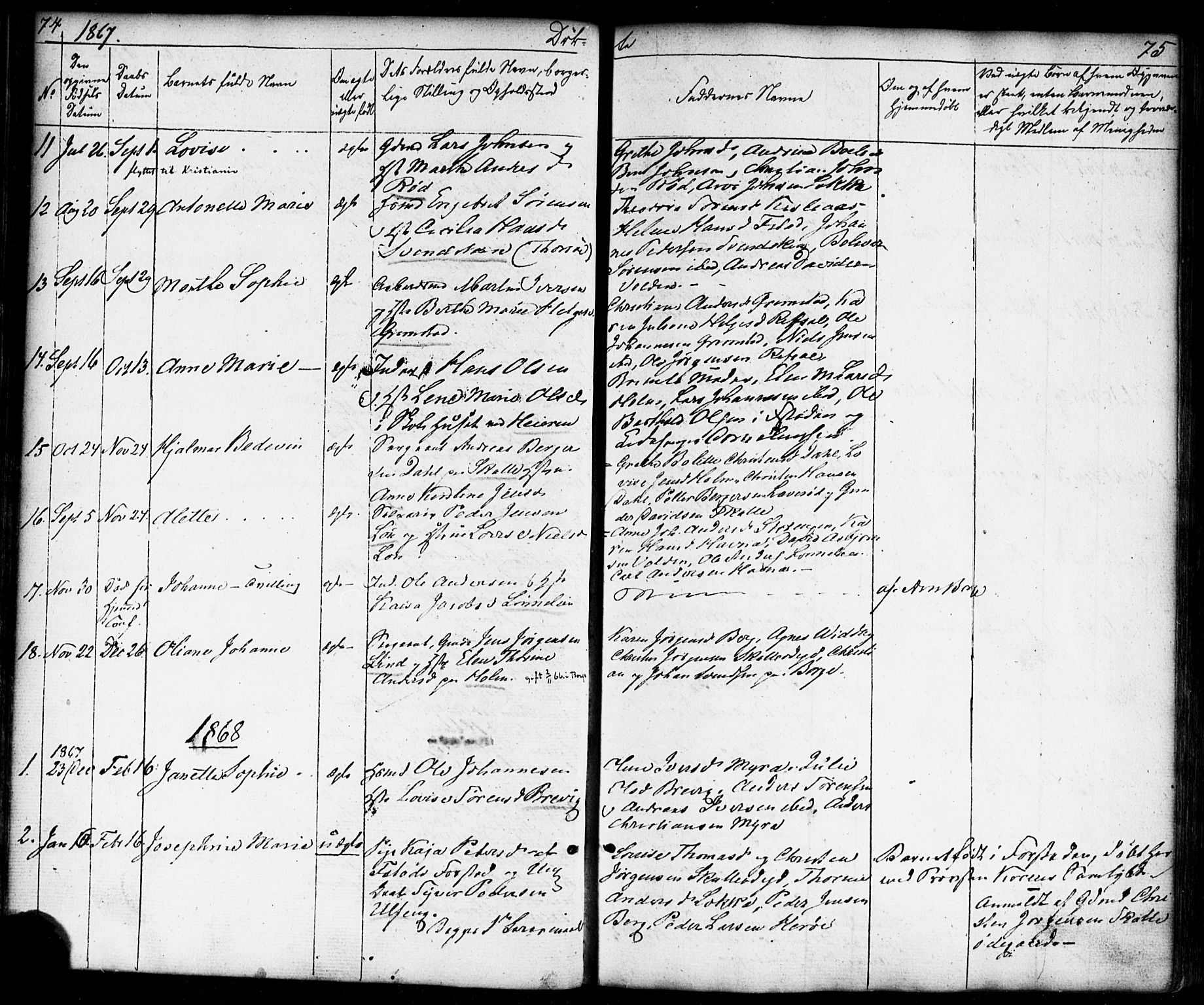 Borge prestekontor Kirkebøker, AV/SAO-A-10903/F/Fb/L0002: Ministerialbok nr. II 2, 1853-1877, s. 74-75