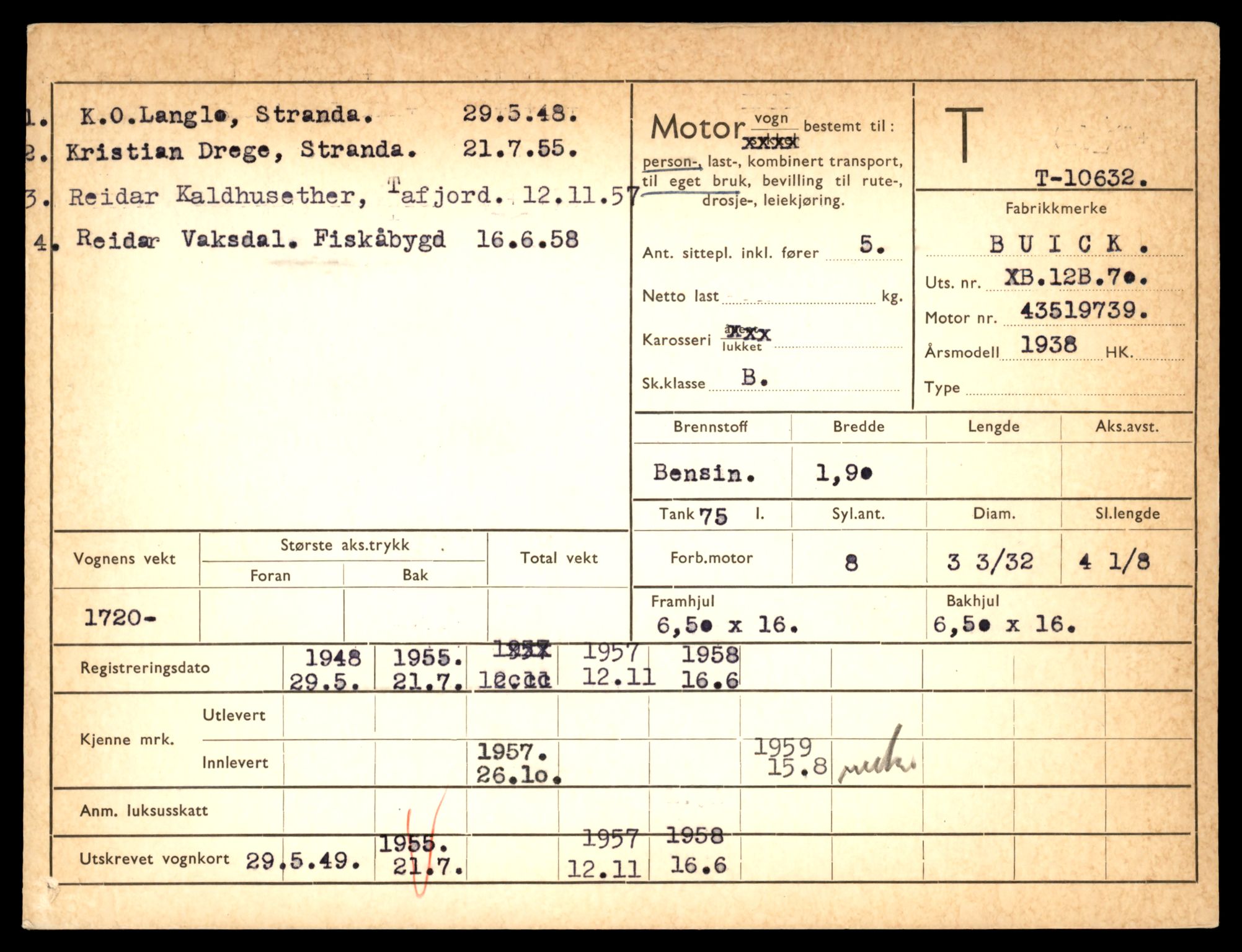 Møre og Romsdal vegkontor - Ålesund trafikkstasjon, AV/SAT-A-4099/F/Fe/L0022: Registreringskort for kjøretøy T 10584 - T 10694, 1927-1998, s. 1489