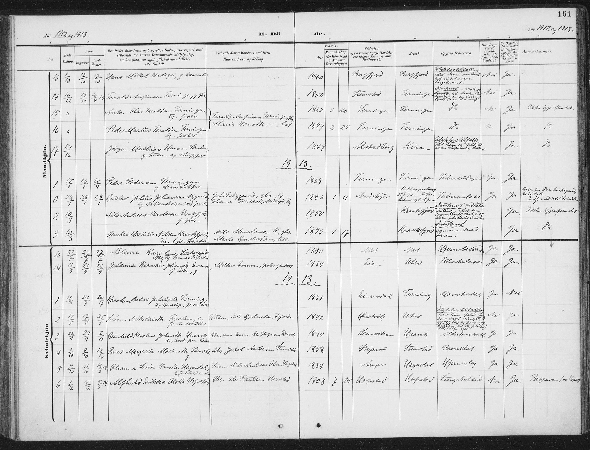 Ministerialprotokoller, klokkerbøker og fødselsregistre - Sør-Trøndelag, SAT/A-1456/657/L0709: Ministerialbok nr. 657A10, 1905-1919, s. 161
