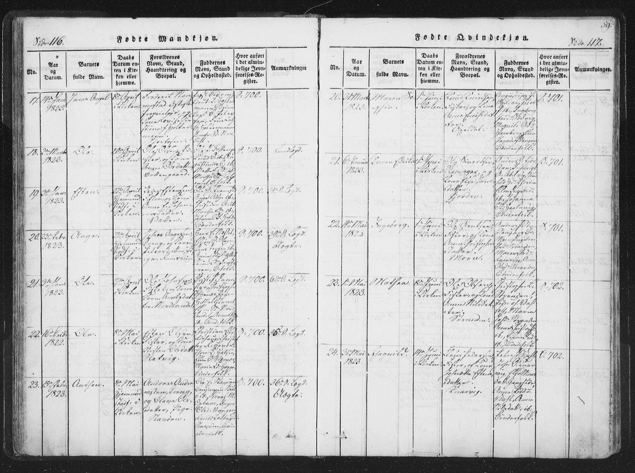 Ministerialprotokoller, klokkerbøker og fødselsregistre - Sør-Trøndelag, SAT/A-1456/659/L0734: Ministerialbok nr. 659A04, 1818-1825, s. 116-117