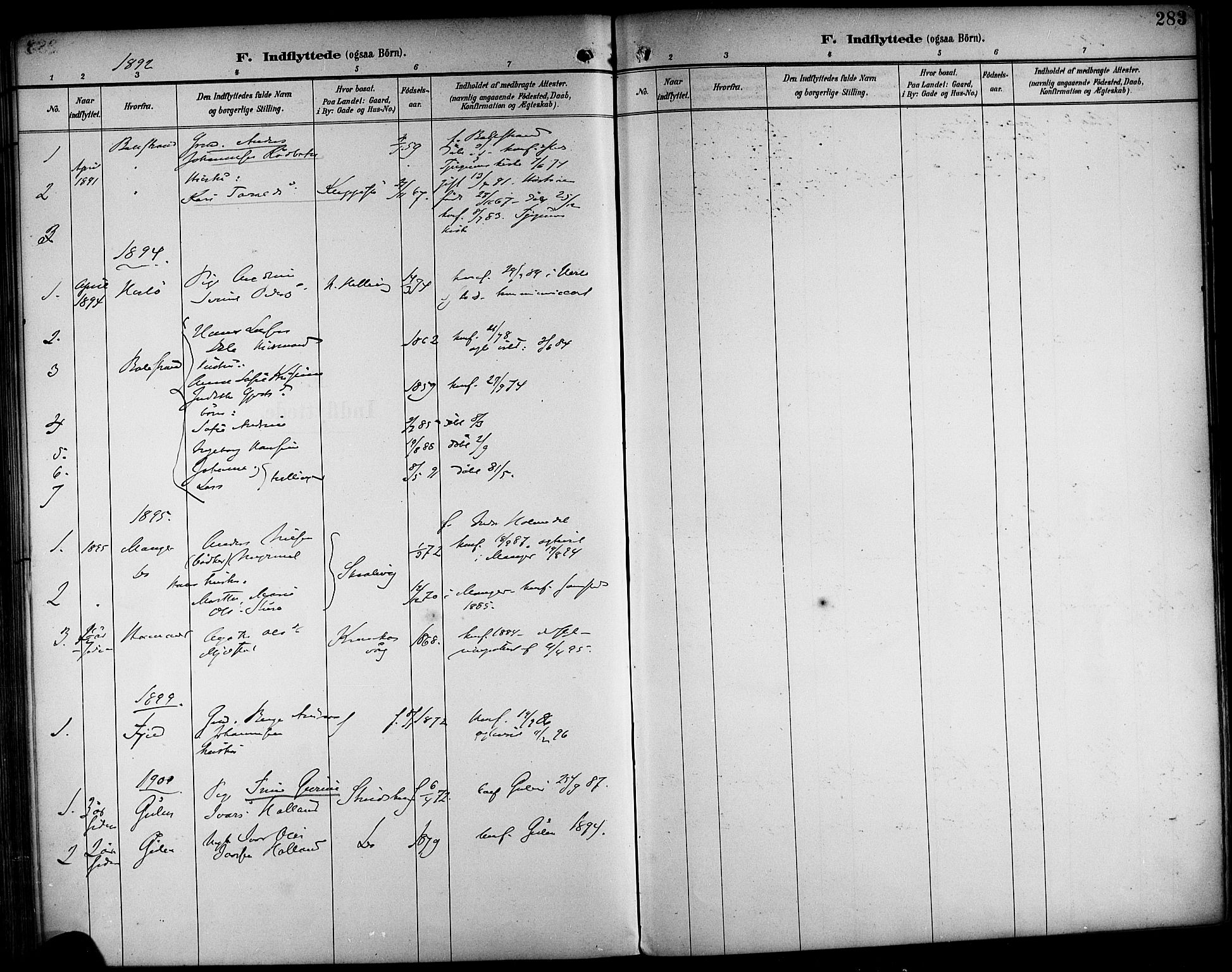 Askøy Sokneprestembete, AV/SAB-A-74101/H/Ha/Haa/Haab/L0002: Ministerialbok nr. B 2, 1889-1902, s. 283