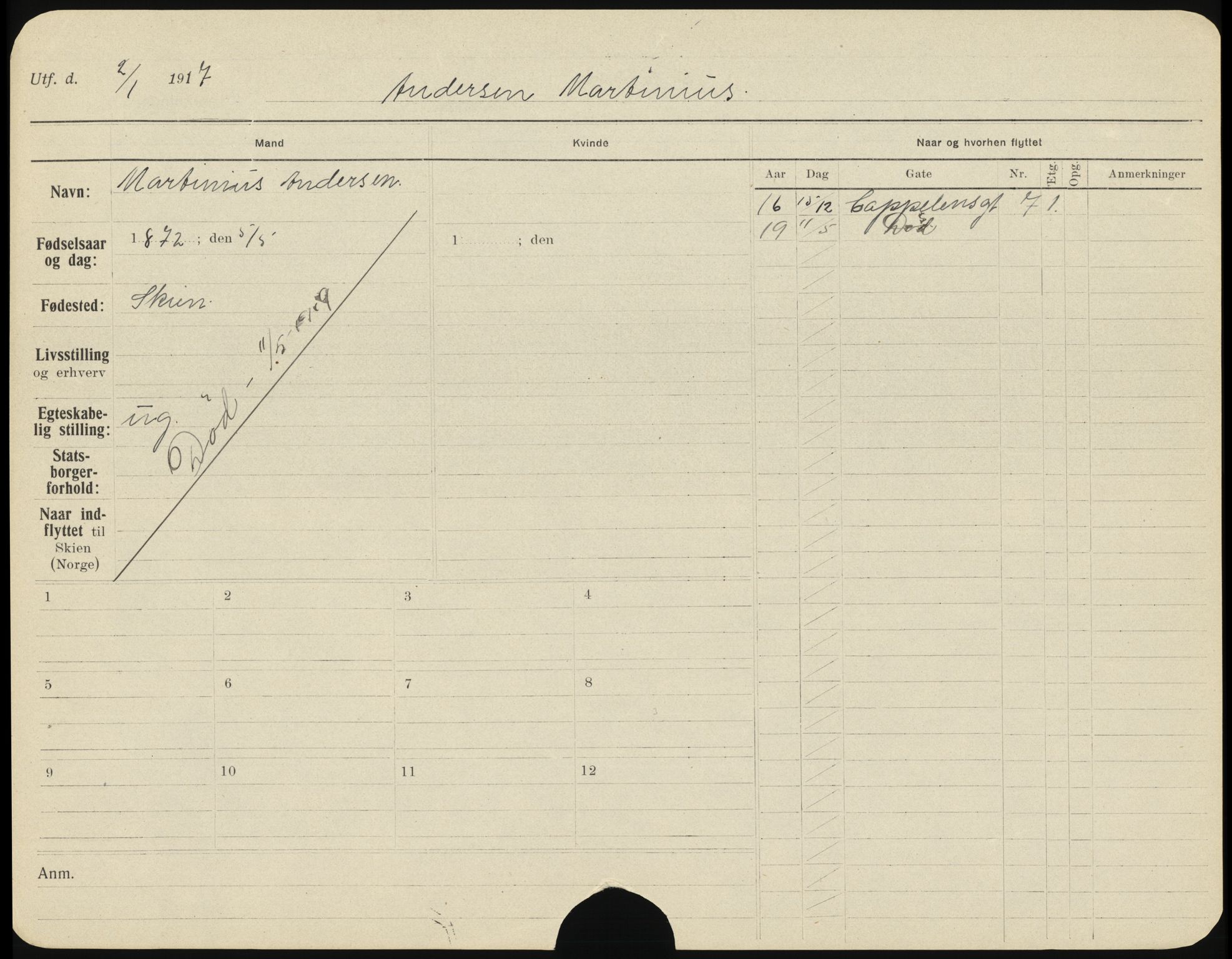 Skien folkeregister, SAKO/A-425/H/Ha/L0001: Døde, 1916-1929, s. 385