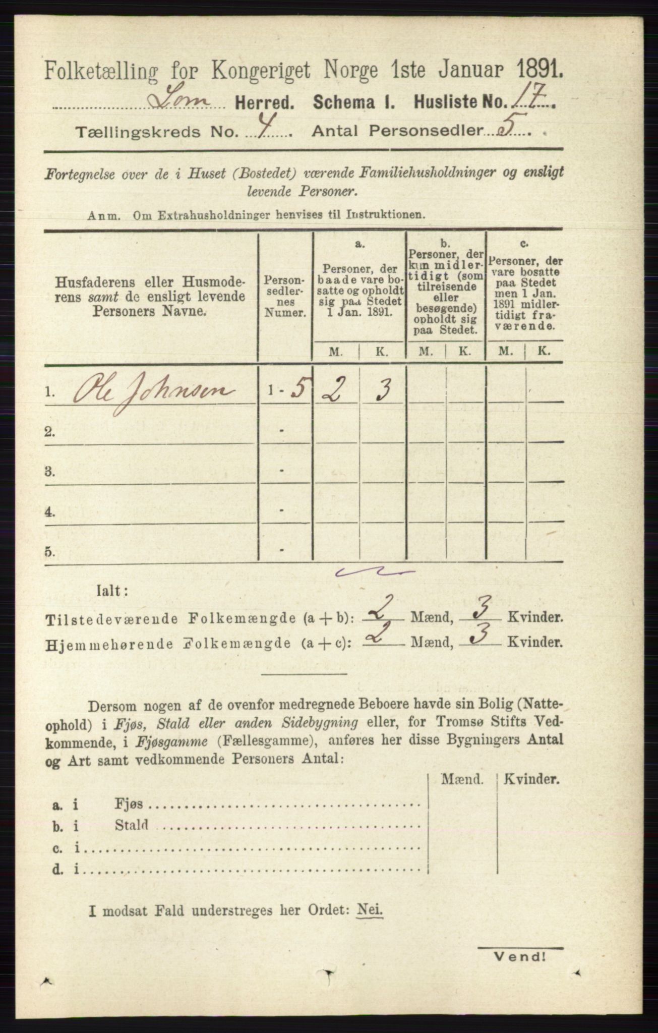 RA, Folketelling 1891 for 0514 Lom herred, 1891, s. 1472