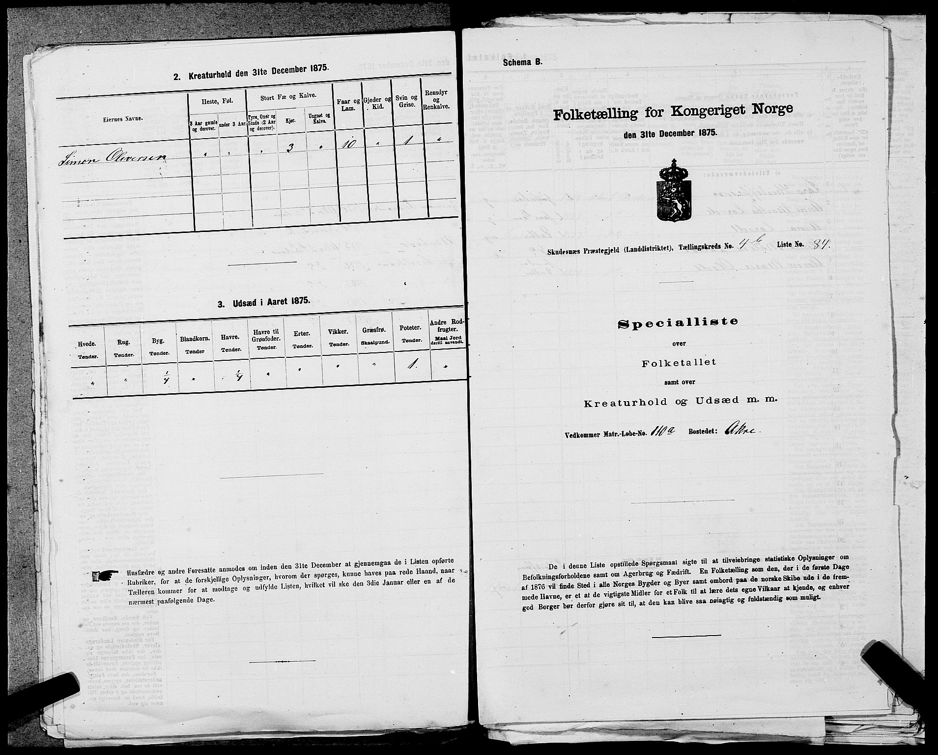 SAST, Folketelling 1875 for 1150L Skudenes prestegjeld, Falnes sokn, Åkra sokn og Ferkingstad sokn, 1875, s. 566