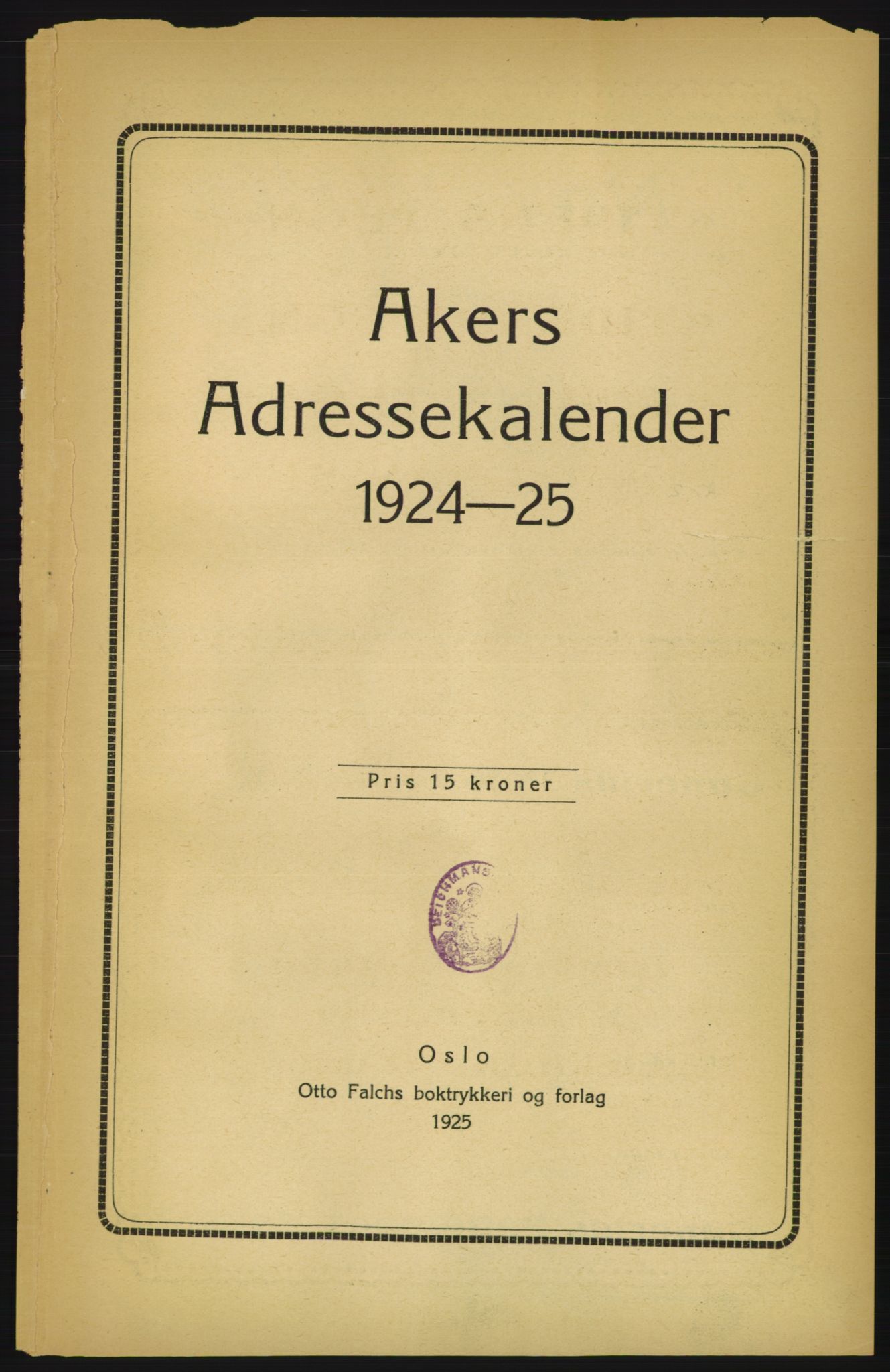 Aker adressebok/adressekalender, PUBL/001/A/003: Akers adressekalender, 1924-1925