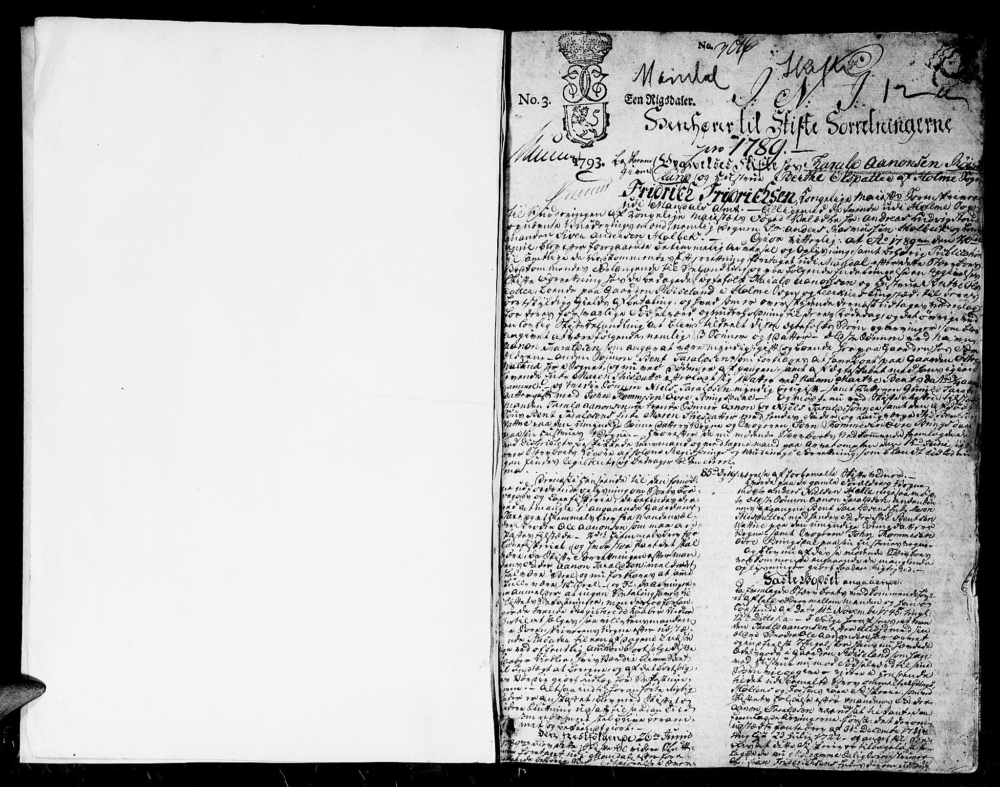 Mandal sorenskriveri, SAK/1221-0005/001/H/Hc/L0031: Skifteprotokoll med register nr 12a, 1789-1798, s. 0b-1a