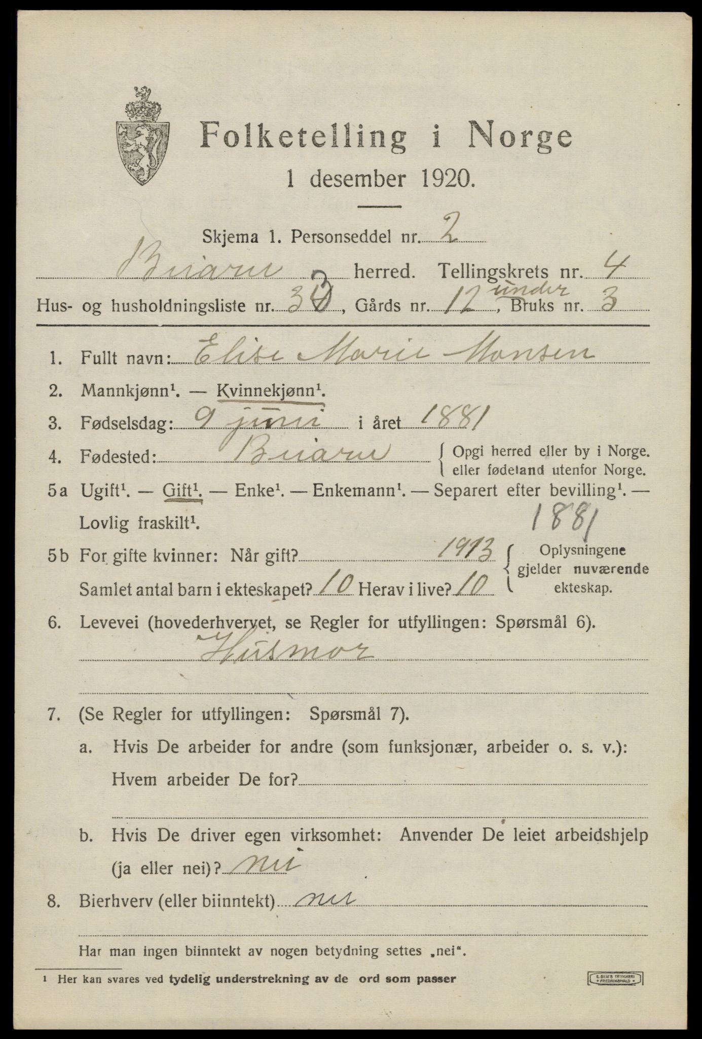 SAT, Folketelling 1920 for 1839 Beiarn herred, 1920, s. 2072