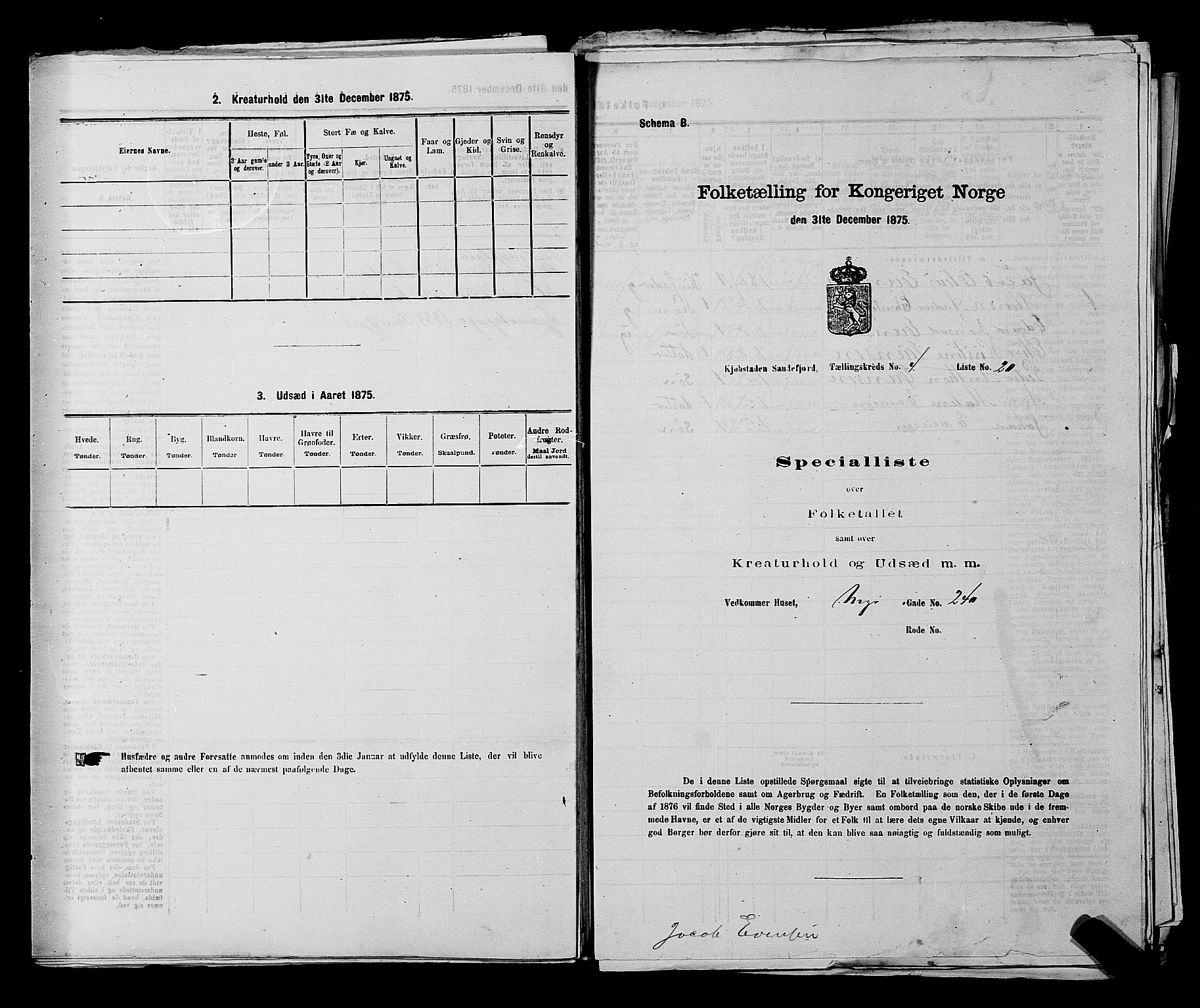 SAKO, Folketelling 1875 for 0706B Sandeherred prestegjeld, Sandefjord kjøpstad, 1875, s. 551