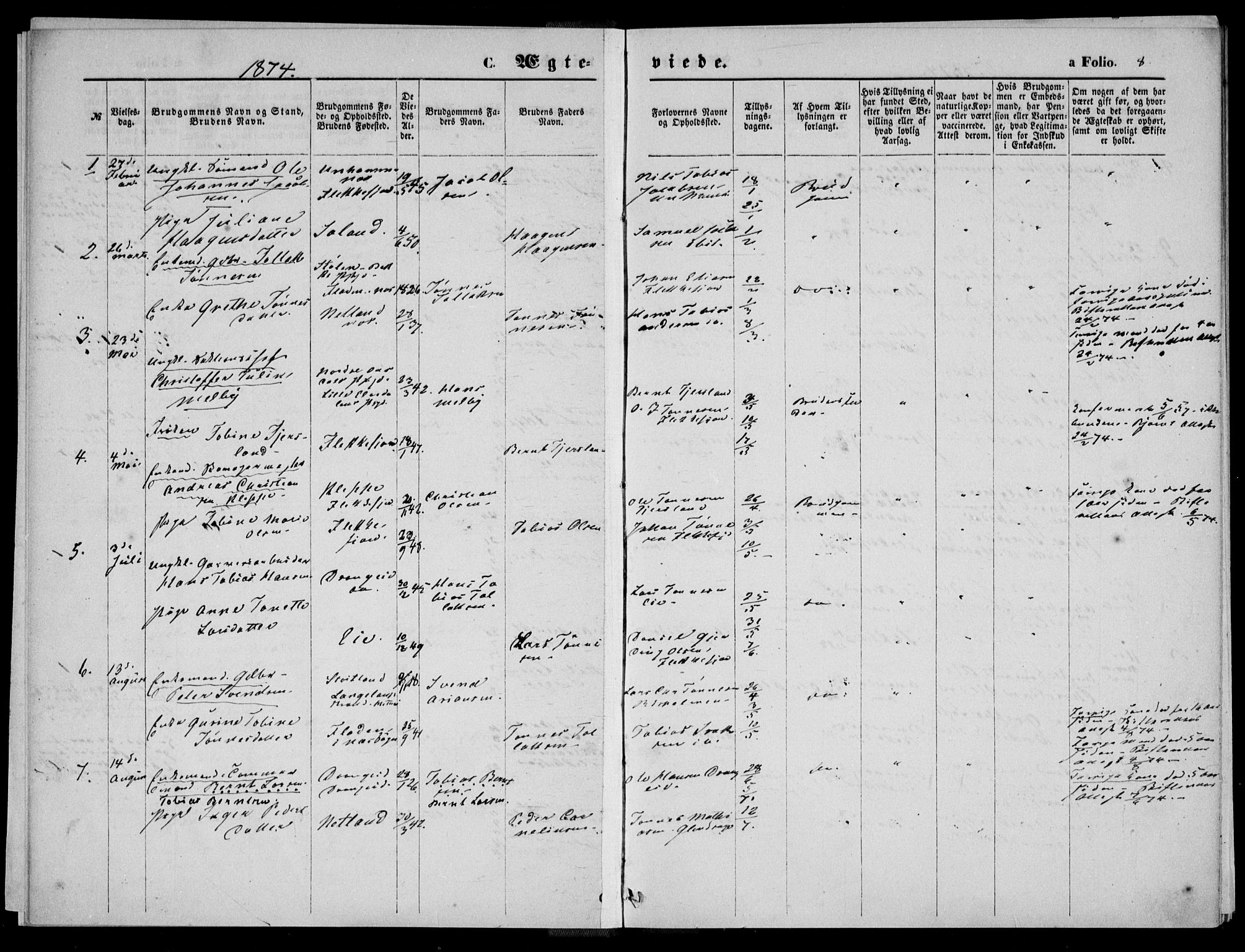 Flekkefjord sokneprestkontor, AV/SAK-1111-0012/F/Fa/Fac/L0006: Ministerialbok nr. A 6, 1871-1874, s. 8