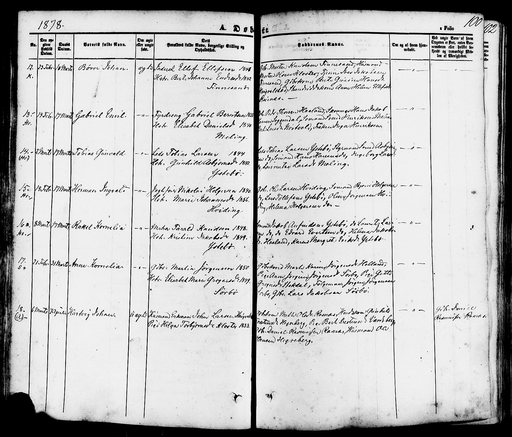 Rennesøy sokneprestkontor, AV/SAST-A -101827/H/Ha/Haa/L0006: Ministerialbok nr. A 6, 1860-1878, s. 100