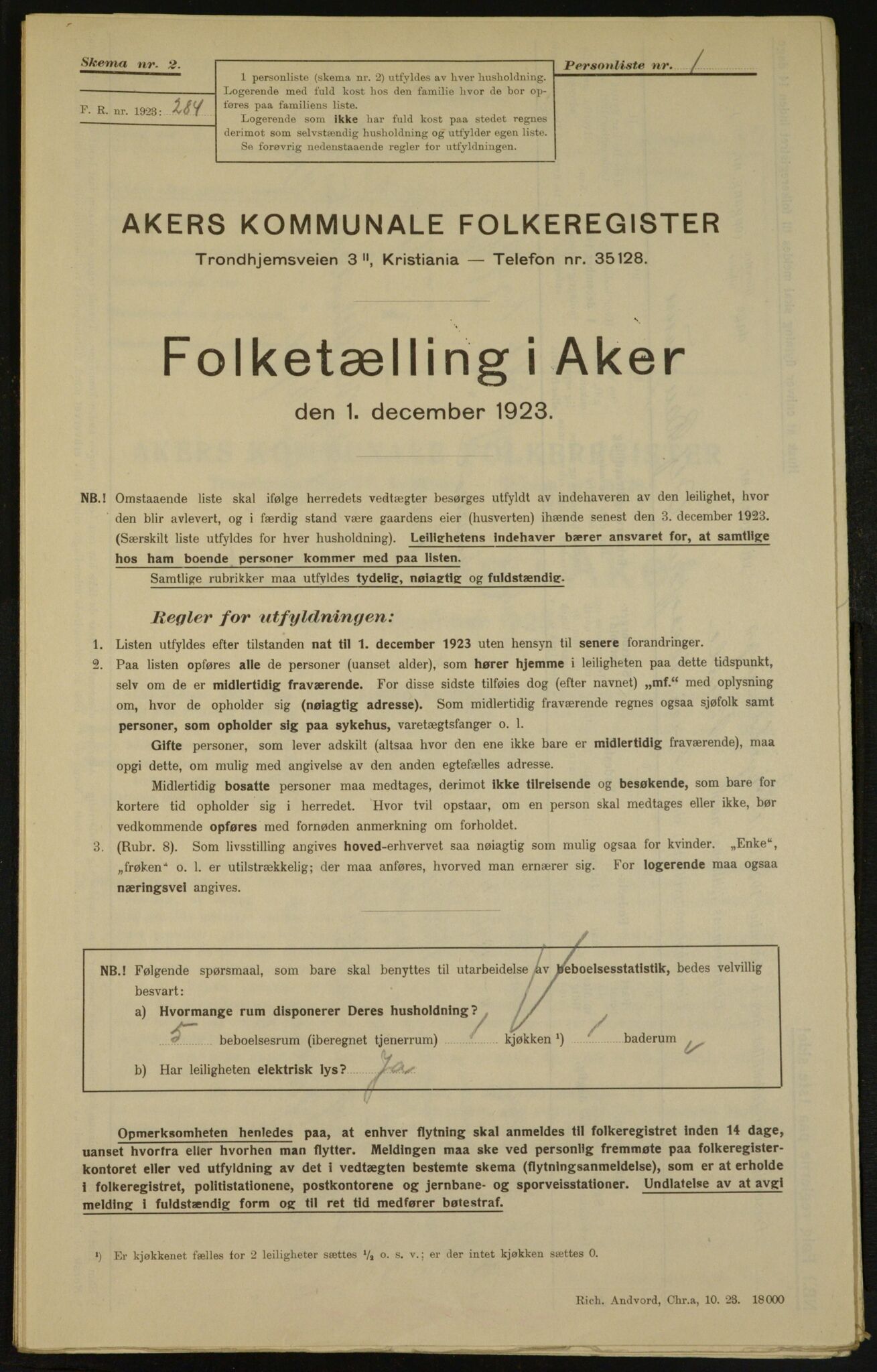 , Kommunal folketelling 1.12.1923 for Aker, 1923, s. 4872