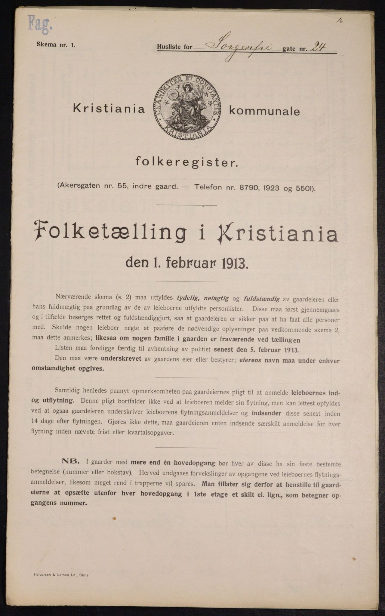 OBA, Kommunal folketelling 1.2.1913 for Kristiania, 1913, s. 99778