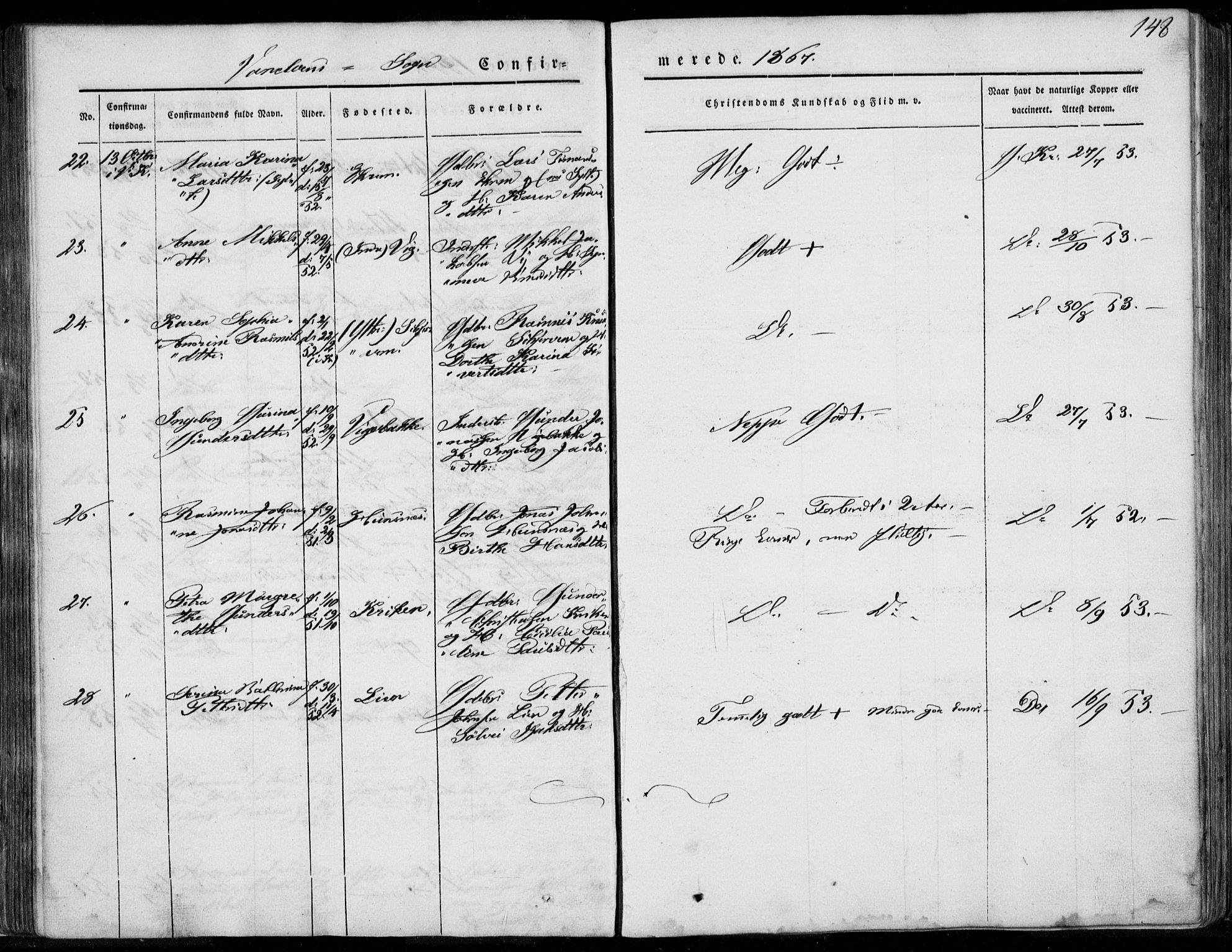 Ministerialprotokoller, klokkerbøker og fødselsregistre - Møre og Romsdal, AV/SAT-A-1454/501/L0006: Ministerialbok nr. 501A06, 1844-1868, s. 148