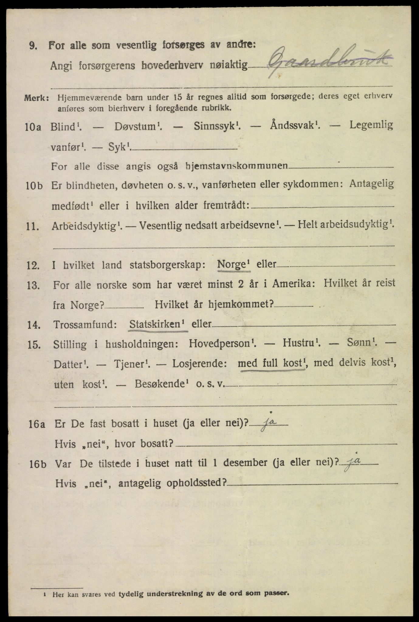 SAK, Folketelling 1920 for 1036 Fjotland herred, 1920, s. 1527